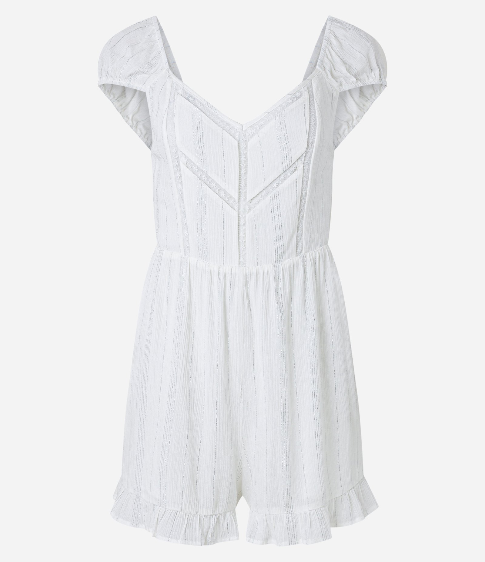 Macaquinho em Viscose com Entremeio e Manga Copinho com Forro Duplo Branco 5