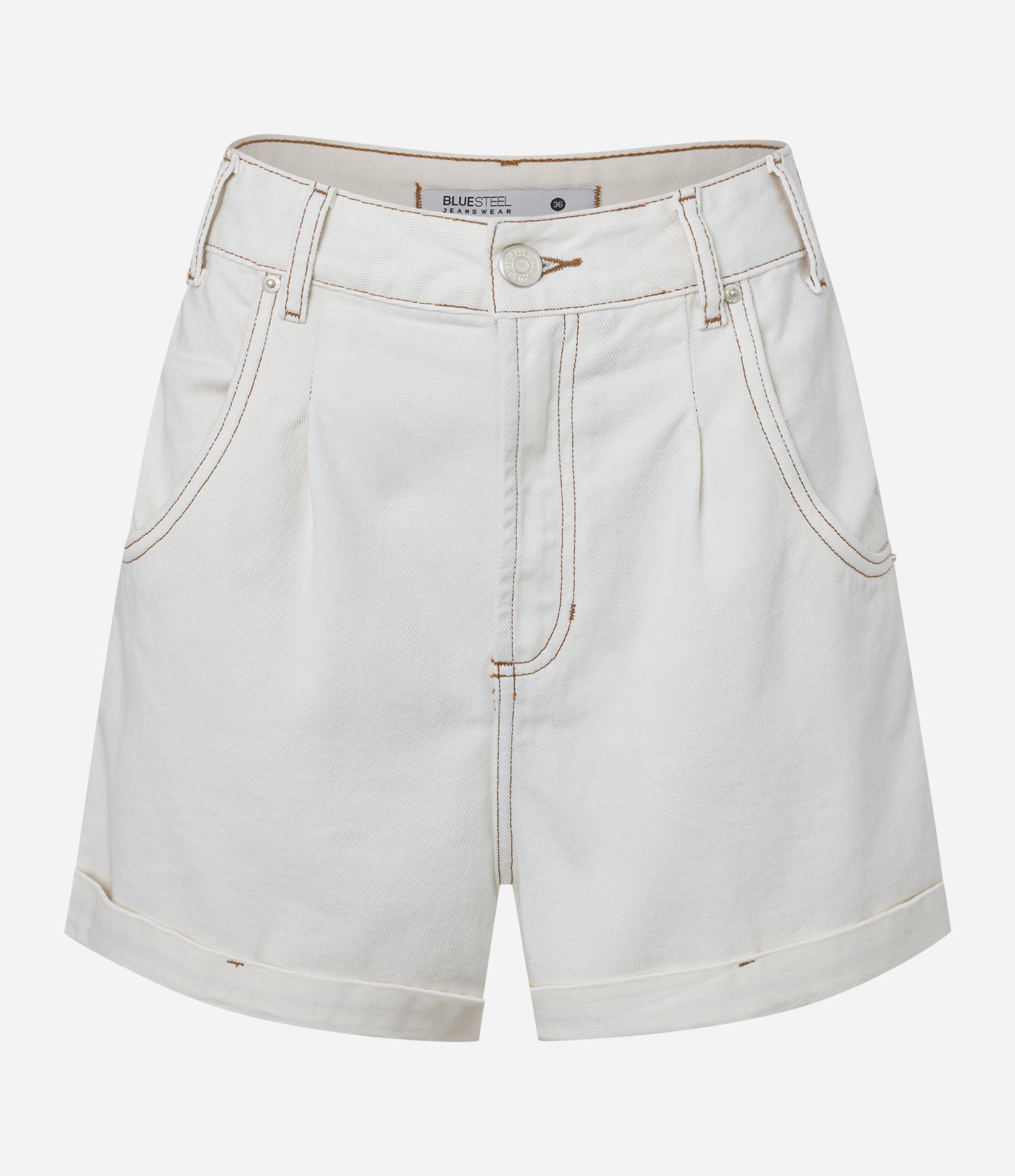 Short Baggy em Sarja com Barra Dobradinha Off White 4