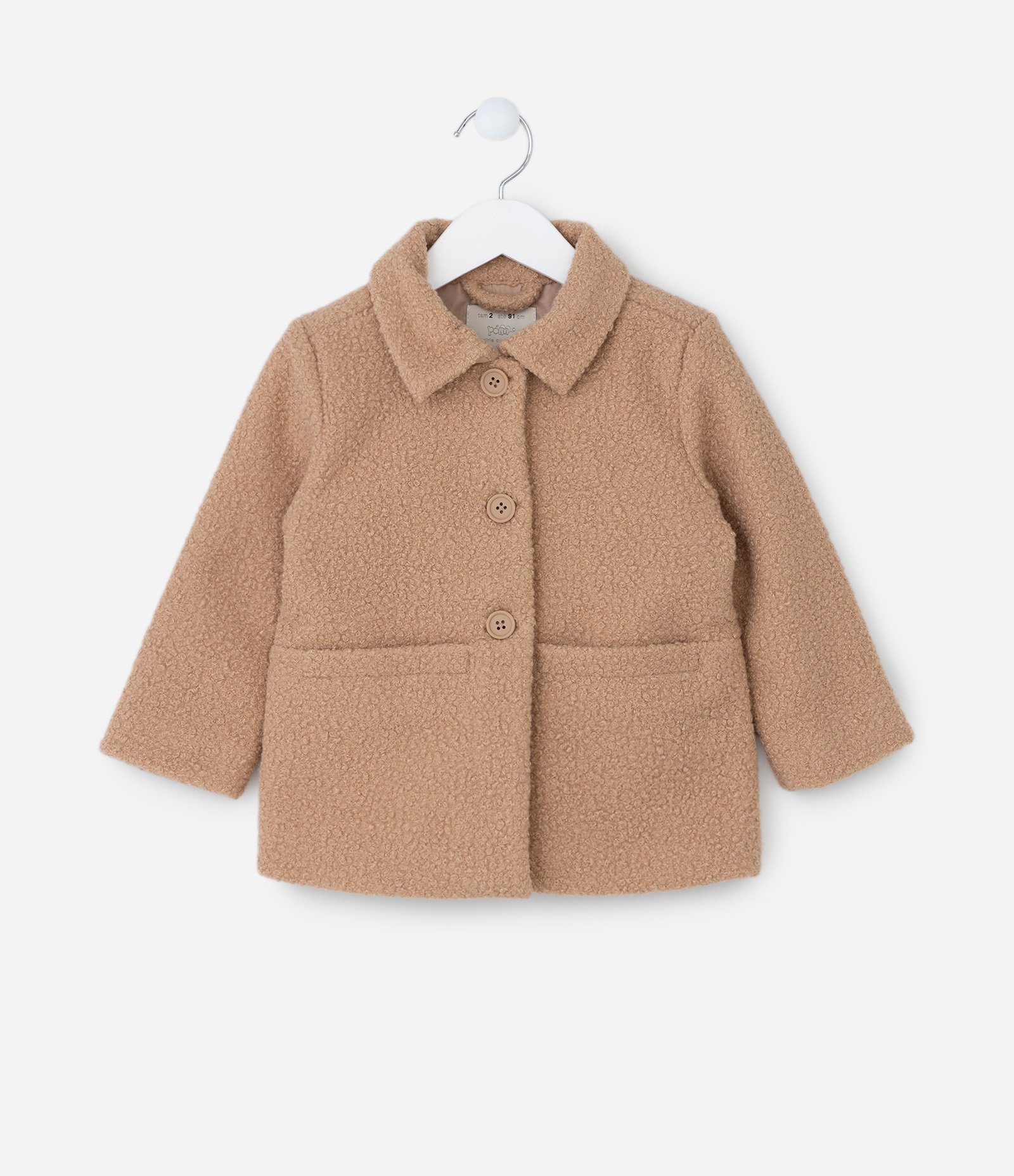 Casaco Infantil com Pelinhos e Bolsos - Tam 1 a 5 Anos Marrom 1