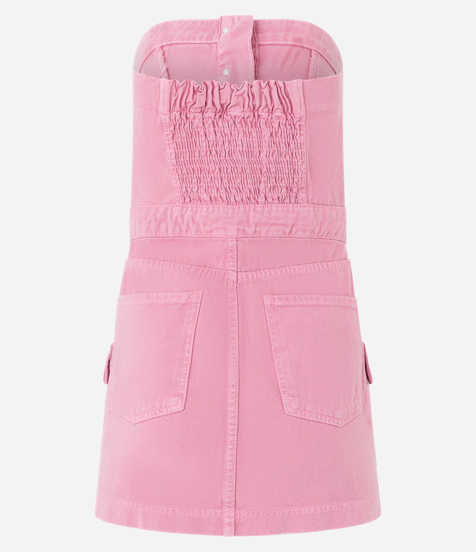 Vestido Tomara que Caia Jeans com Abotoamento Frontal e Bolsos Rosa 7