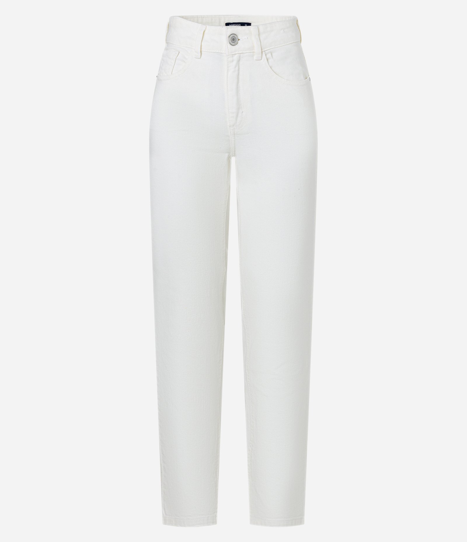 Calça Slim em Sarja com Elastano e Fenda na Barra Branco 1