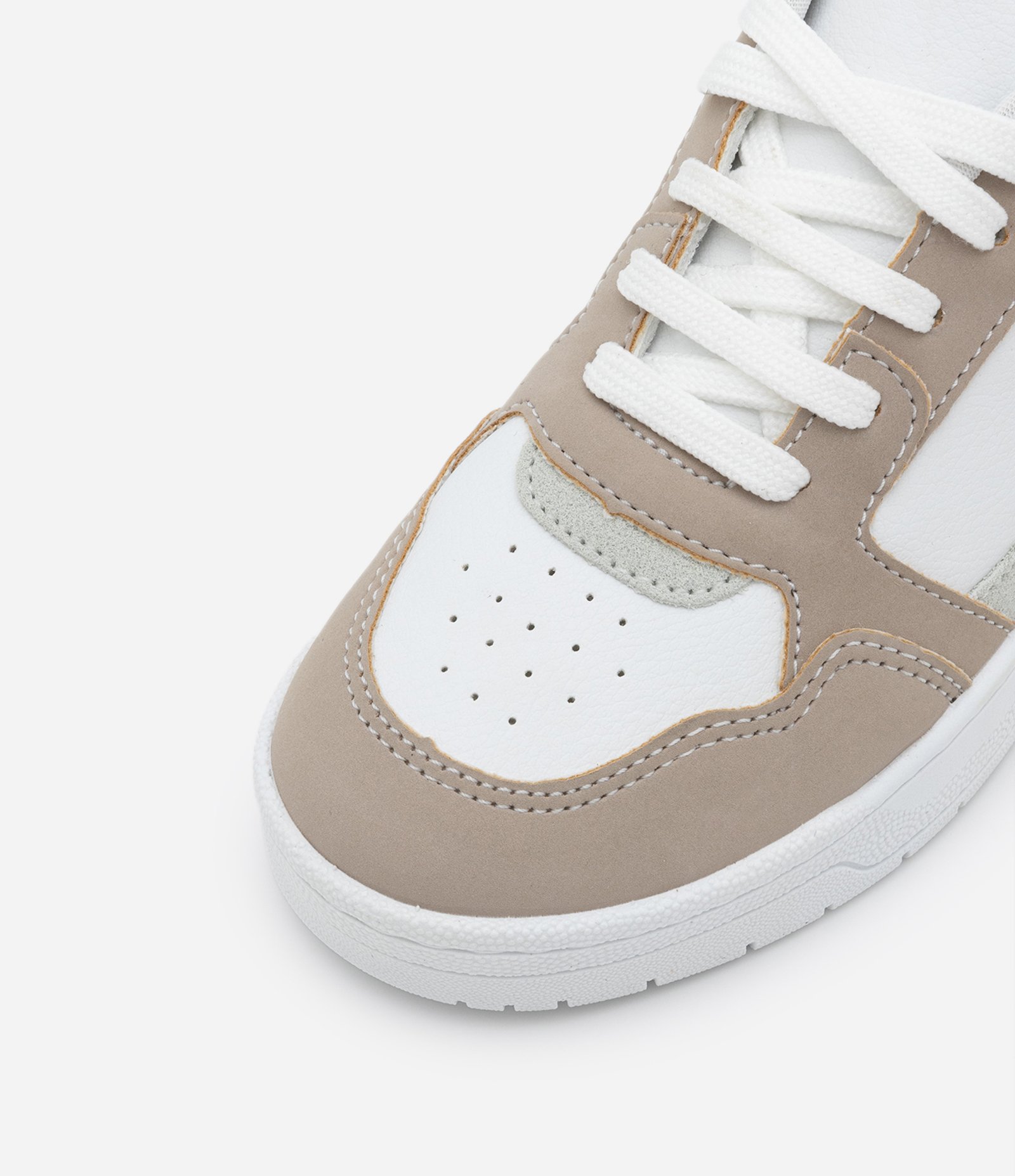 Tênis Infantil em PU com Recortes - Tam 28 a 37 Bege/Branco 4