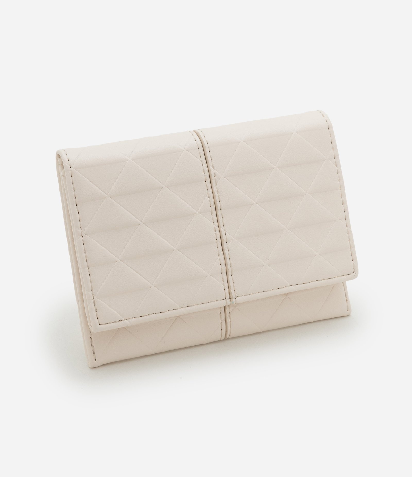 Carteira Envelope em PU com Costura Aparente Off White 1