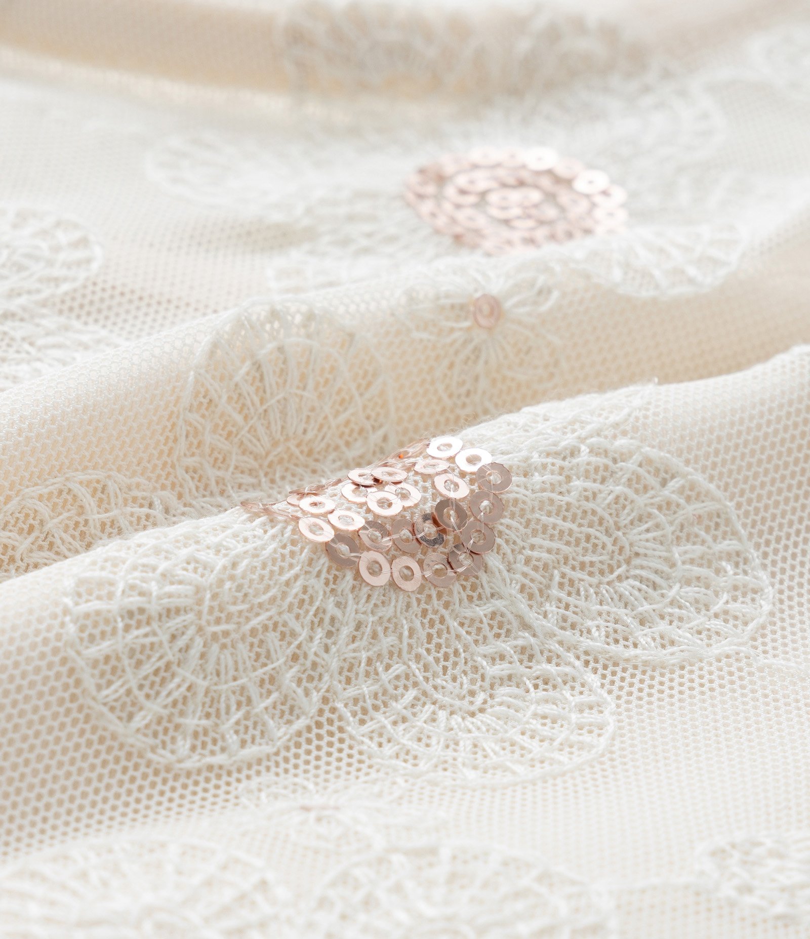 Blusa Curta Infantil em Tule com Bordado de Paetês - Tam 5 a 14 Anos Bege 3