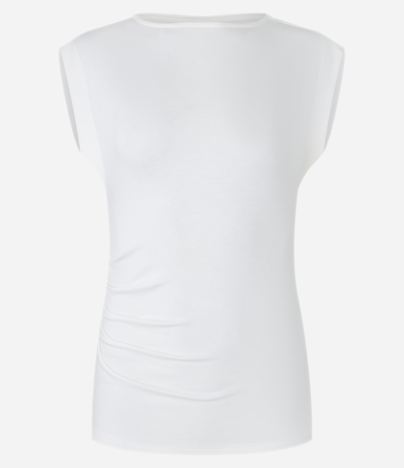 Blusa Sem Manga em Algodão com Decote Canoa e Franzidos Branco 5