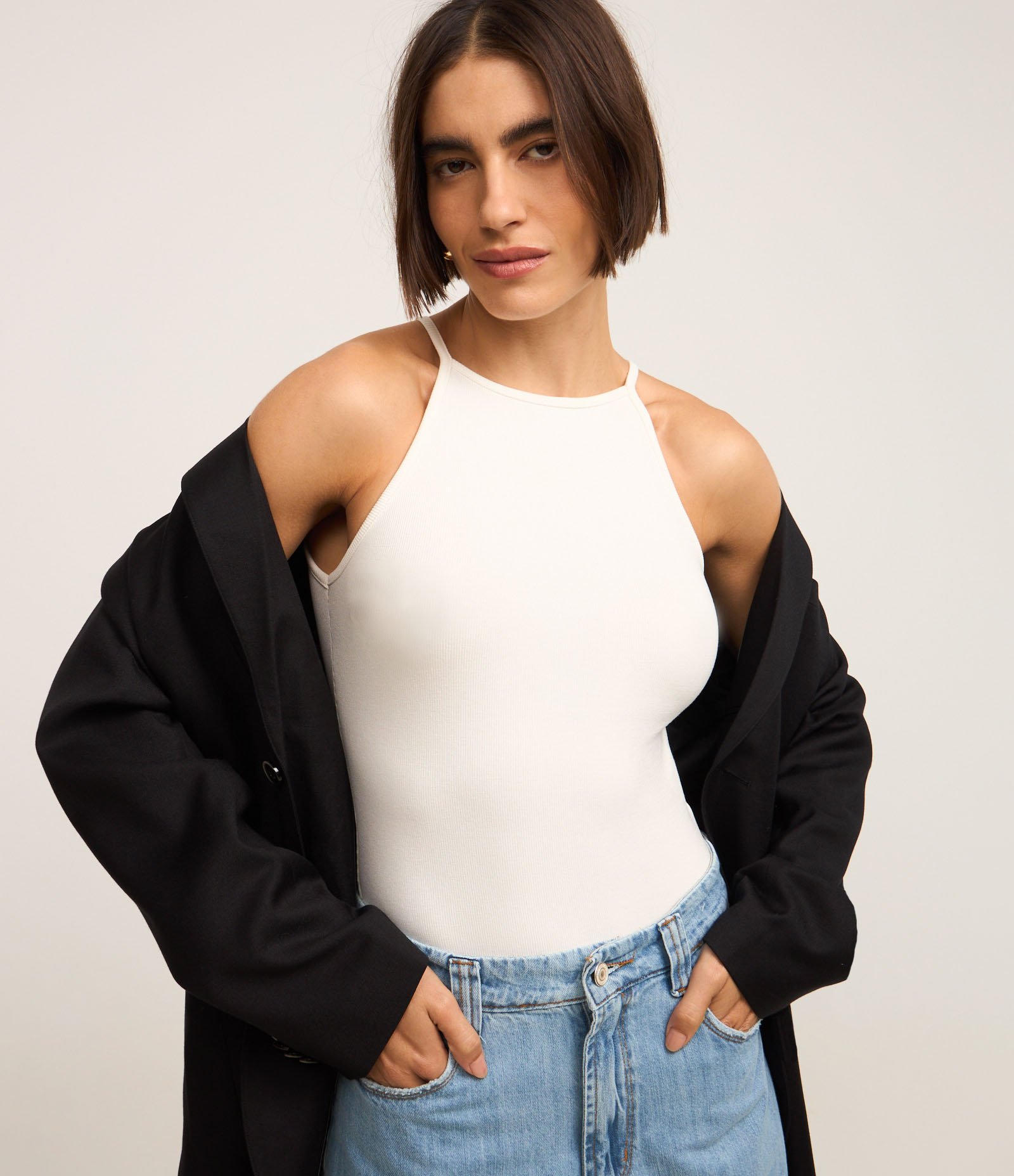 Body em Ribana com Gola Redonda Branco 1