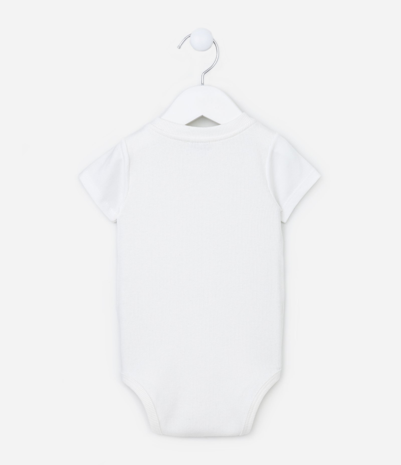 Body Infantil em Algodão com Recorte Canelado e Bolsinho - Tam 0 a 18 meses Branco 3