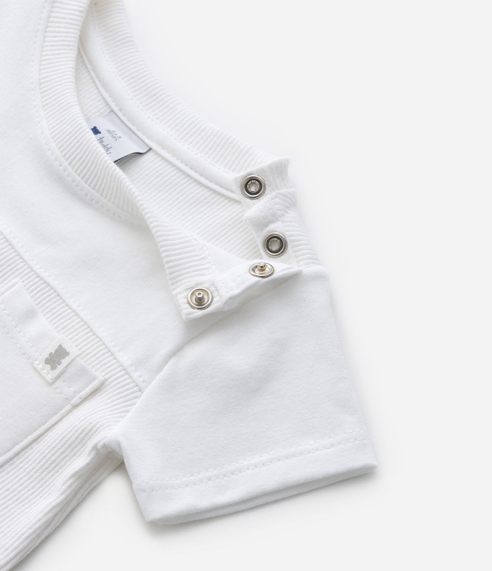 Body Infantil em Algodão com Recorte Canelado e Bolsinho - Tam 0 a 18 meses Branco 5