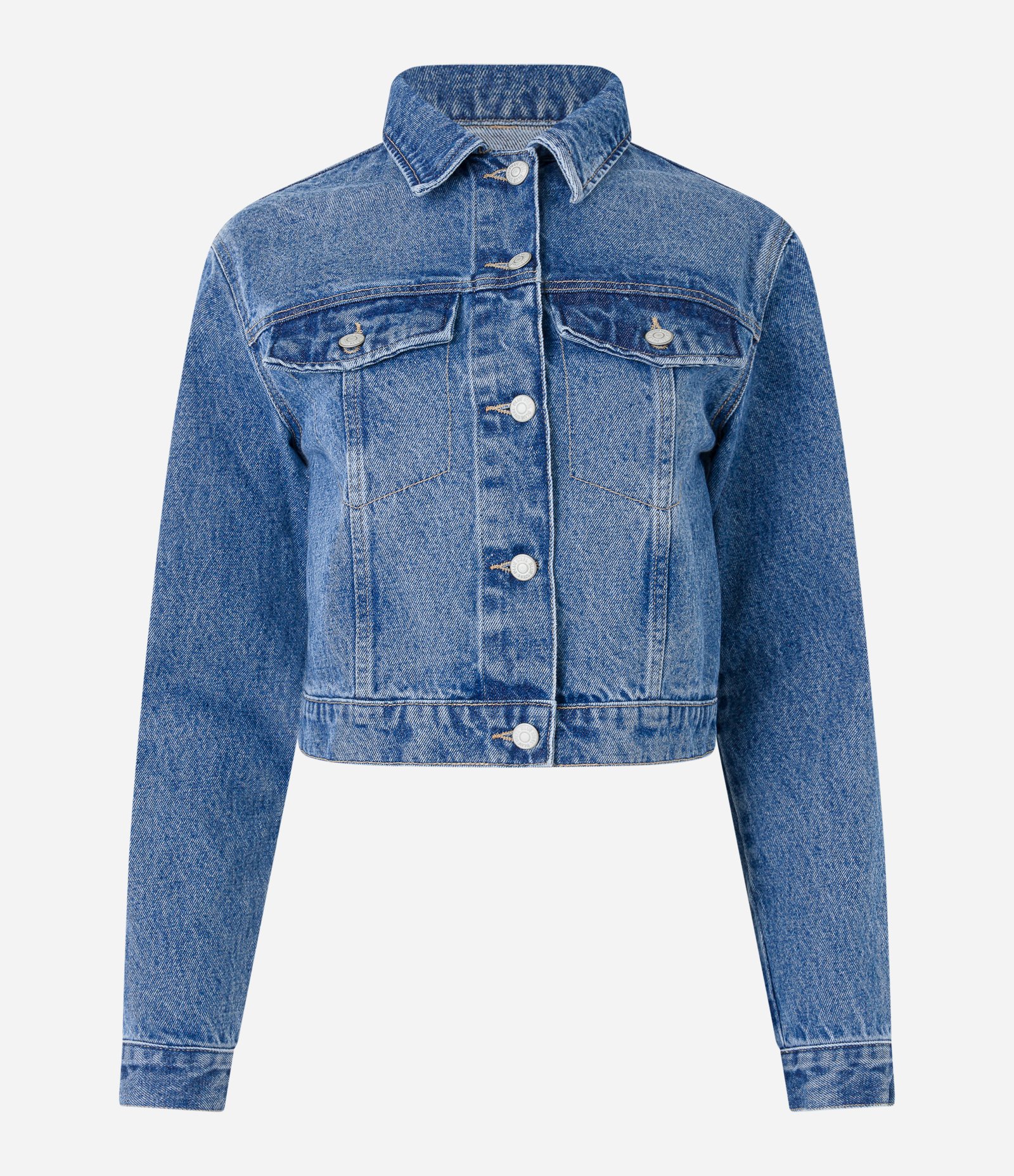 Jaqueta Regular em Jeans com Botões Azul 4