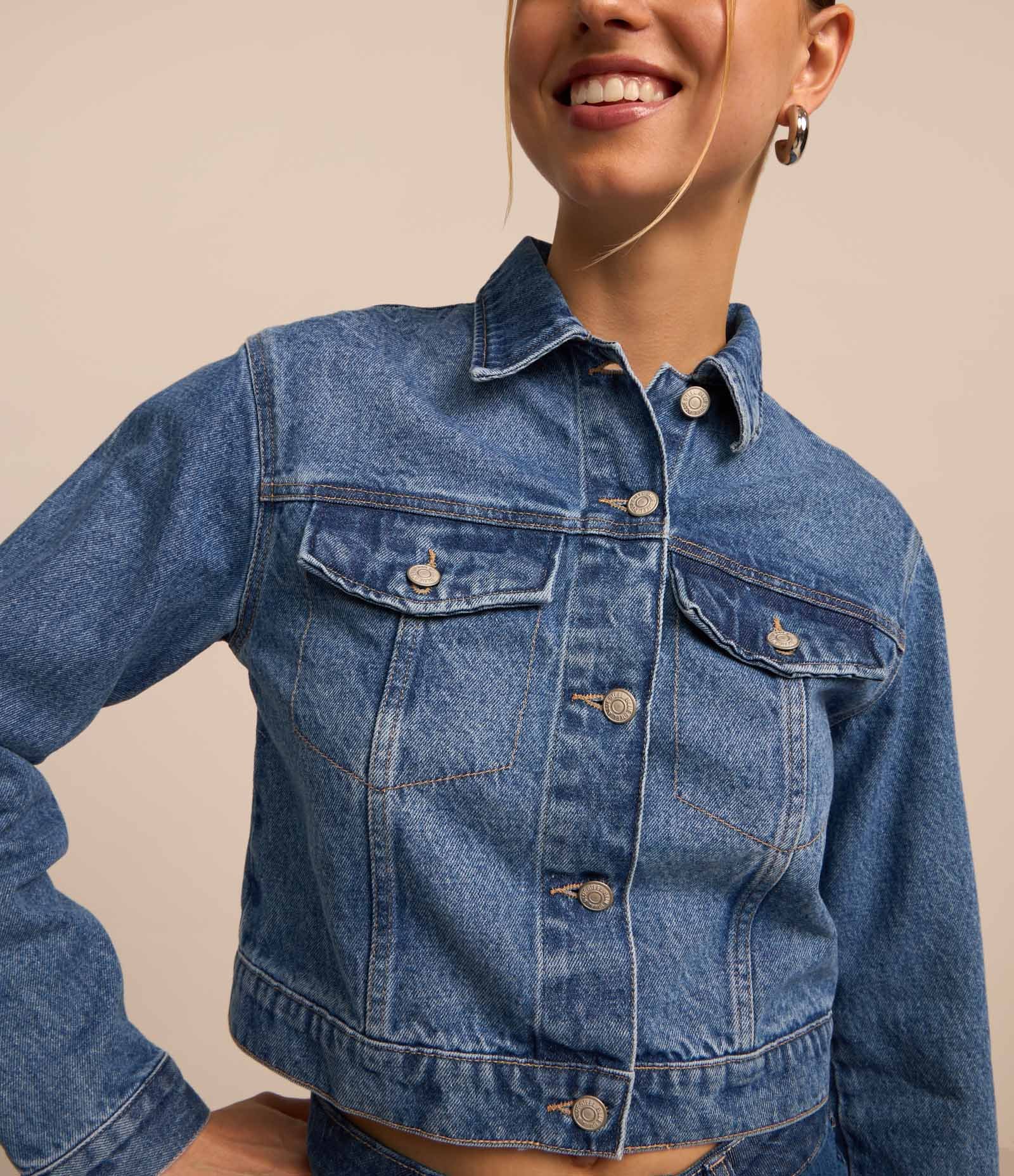 Jaqueta Regular em Jeans com Botões Azul 3