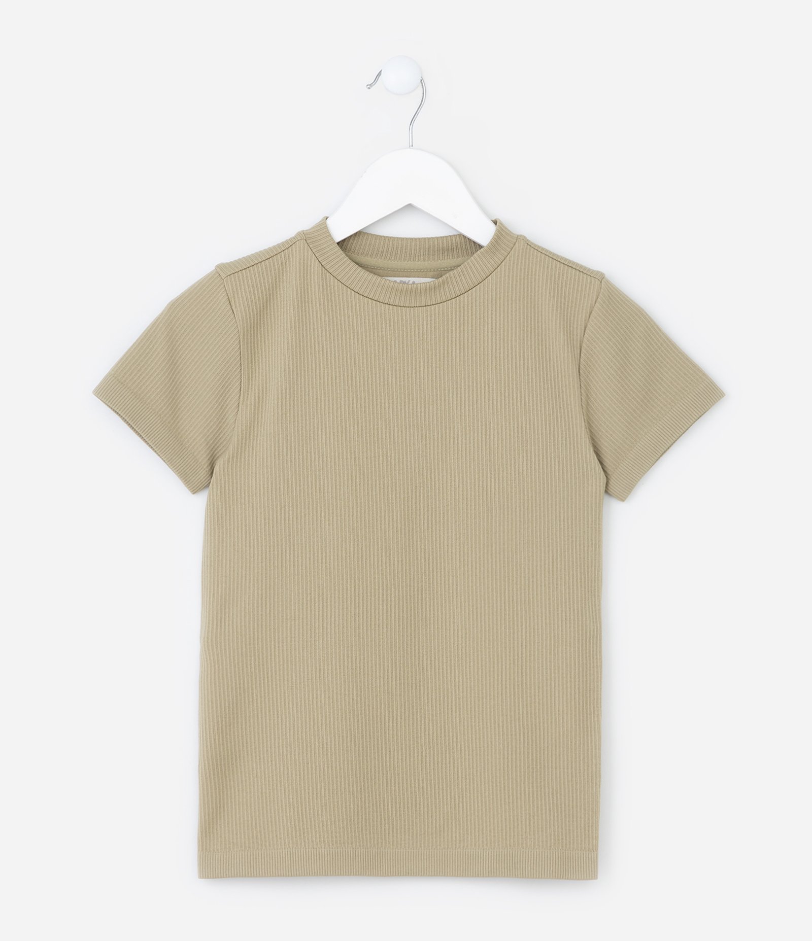 Camiseta Básica Infantil Texturizada Seamless - Tam 5 a 14 Anos Bege 1
