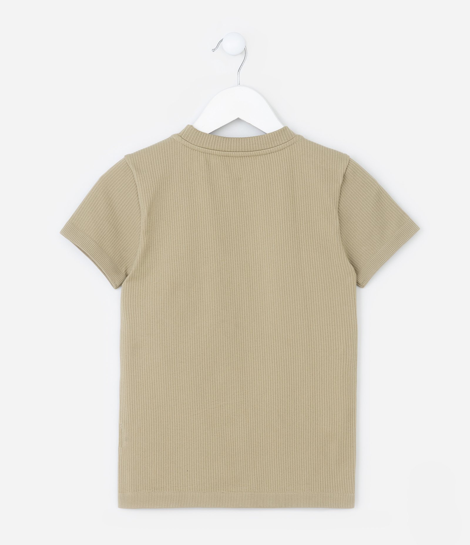 Camiseta Básica Infantil Texturizada Seamless - Tam 5 a 14 Anos Bege 2