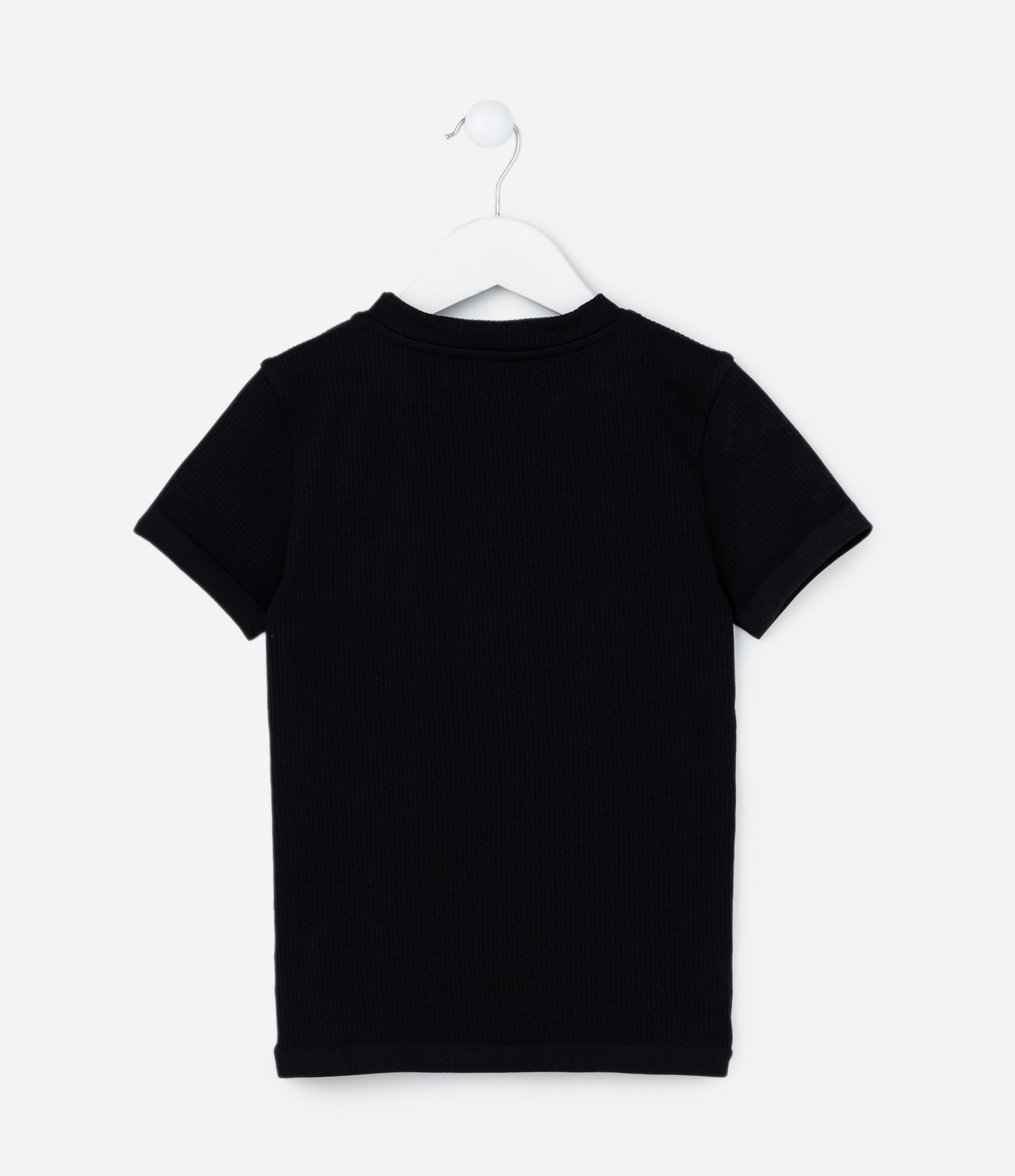 Camiseta Básica Infantil Texturizada Seamless - Tam 5 a 14 Anos Preto 2