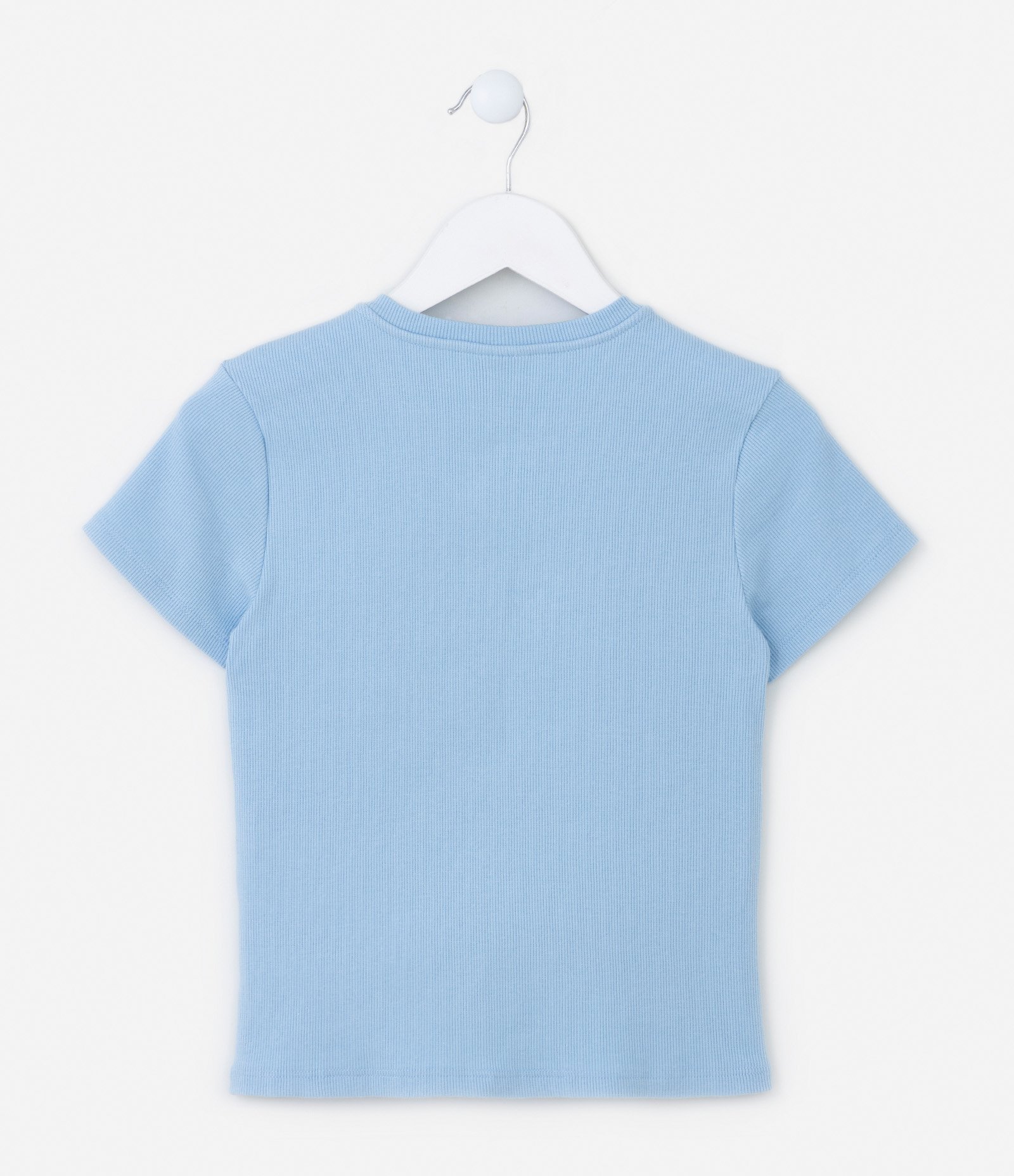 Blusa Infantil em Ribana com Bordado Borboleta - Tam 5 a 14 Anos Azul 3