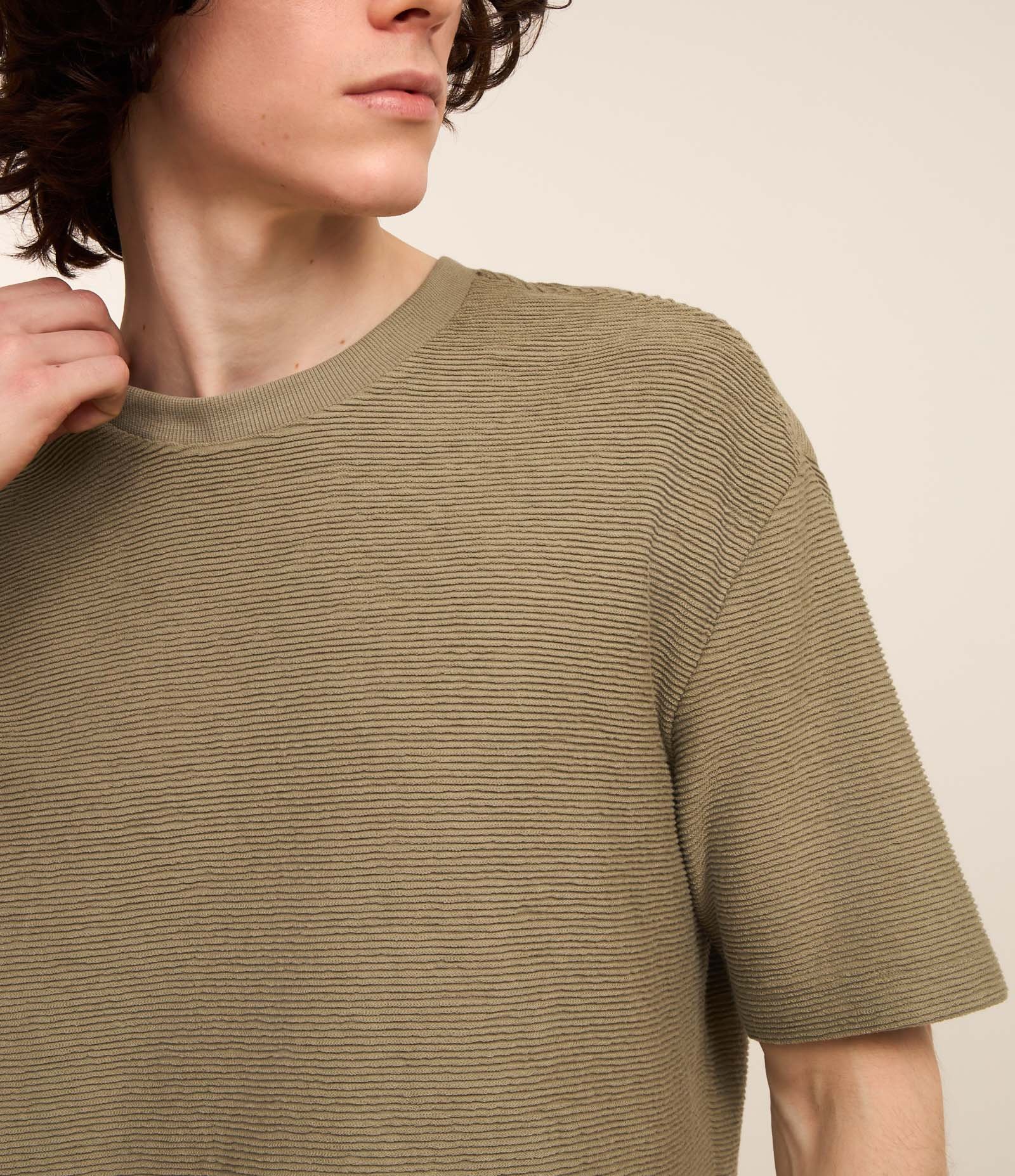 Camiseta Relaxed em Algodão com Textura Verde 3