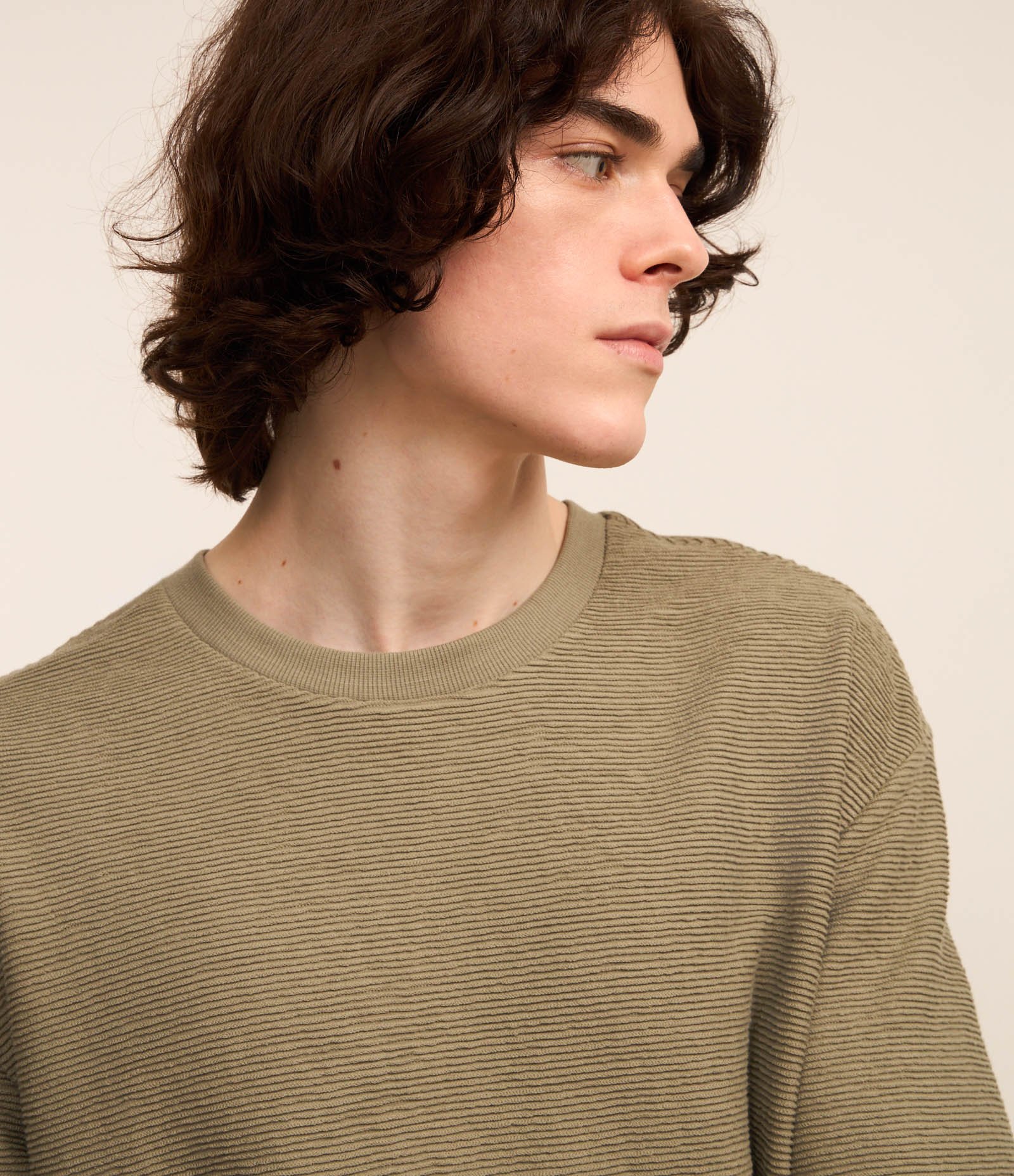 Camiseta Relaxed em Algodão com Textura Verde 4