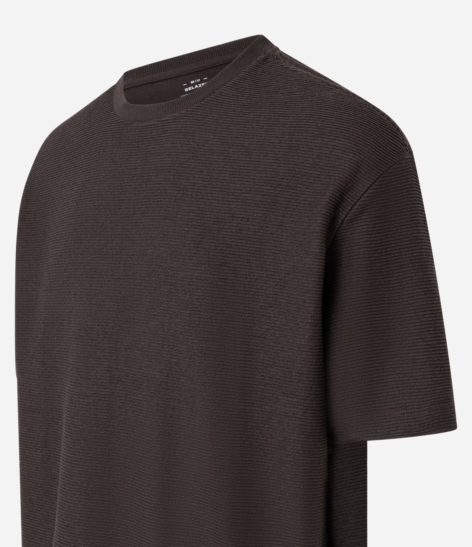 Camiseta Relaxed em Algodão com Textura Marrom Escuro 5