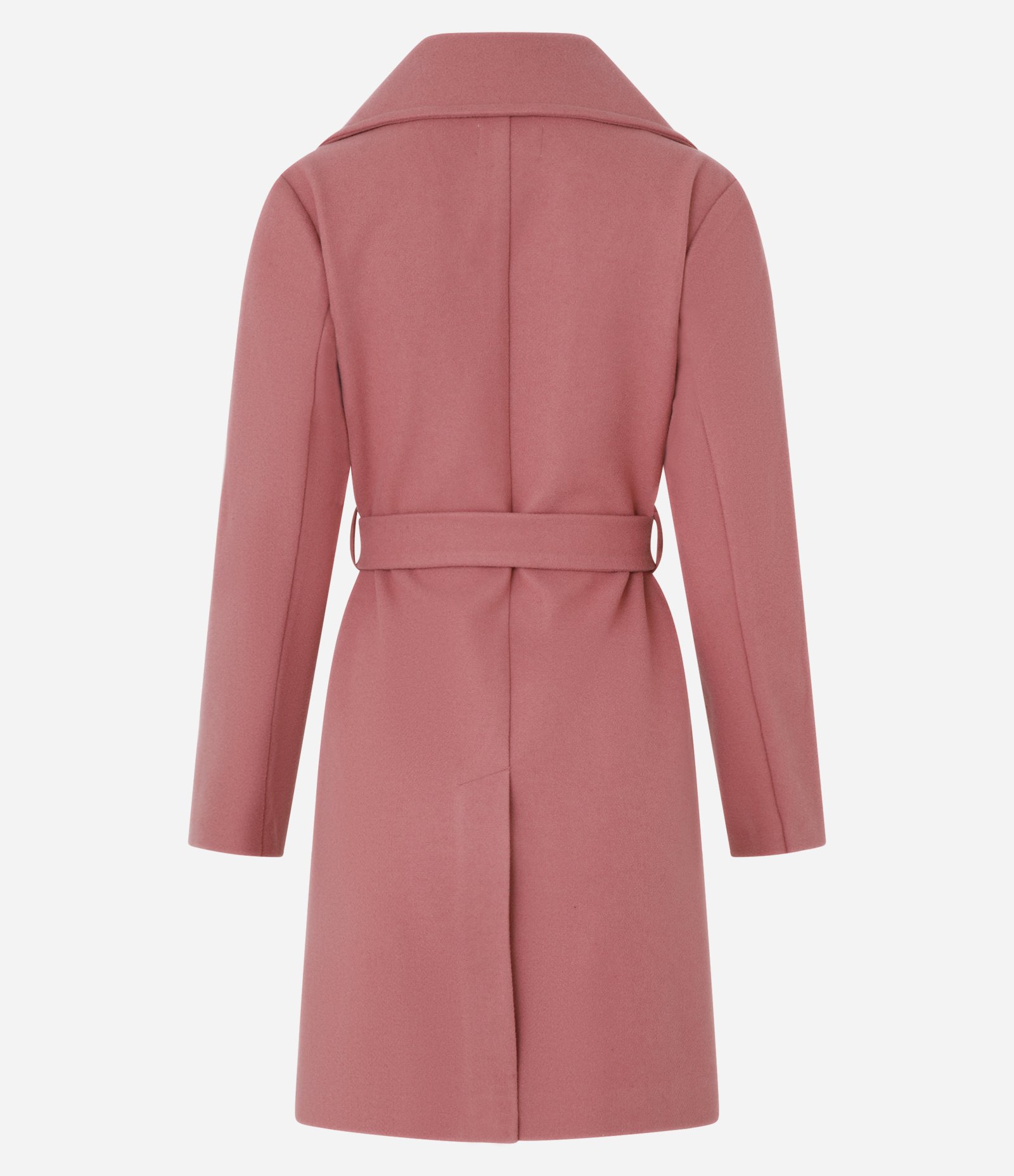 Casaco Alongado em Polivelour com Cinto de Tecido Rosa Terroso 10