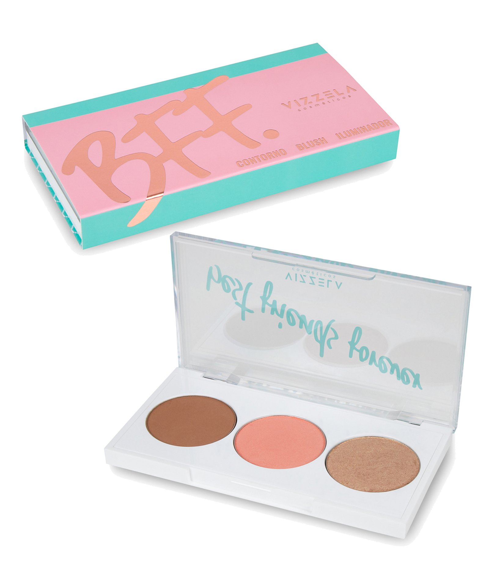 Paleta BFF Vizzela Contorno Blush e Iluminador Cor 3 2