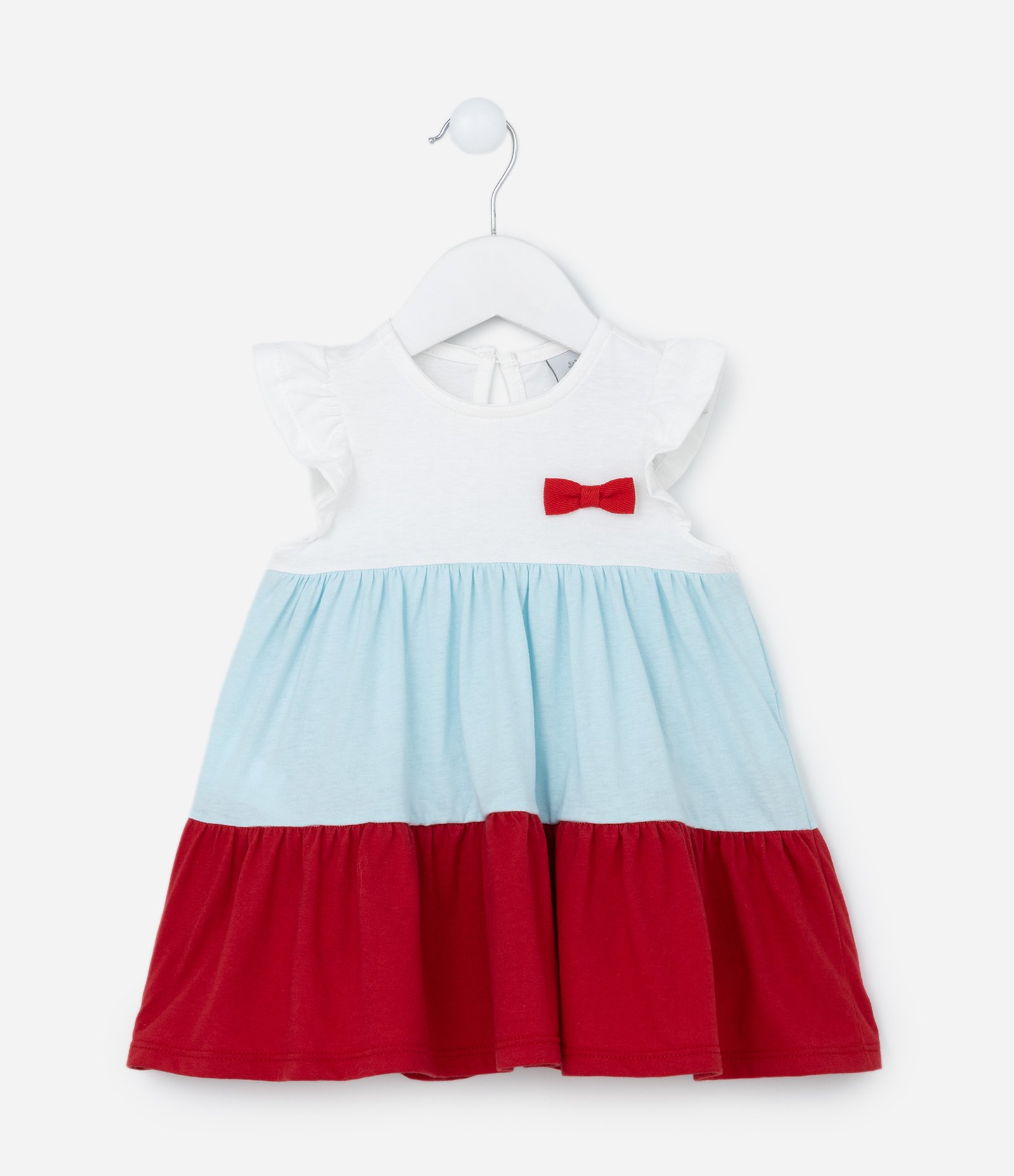 Vestidinho Infantil com Estampa Blocos de Cor - Tam 0 a 18 Meses Branco/Azul/Vermelho 2