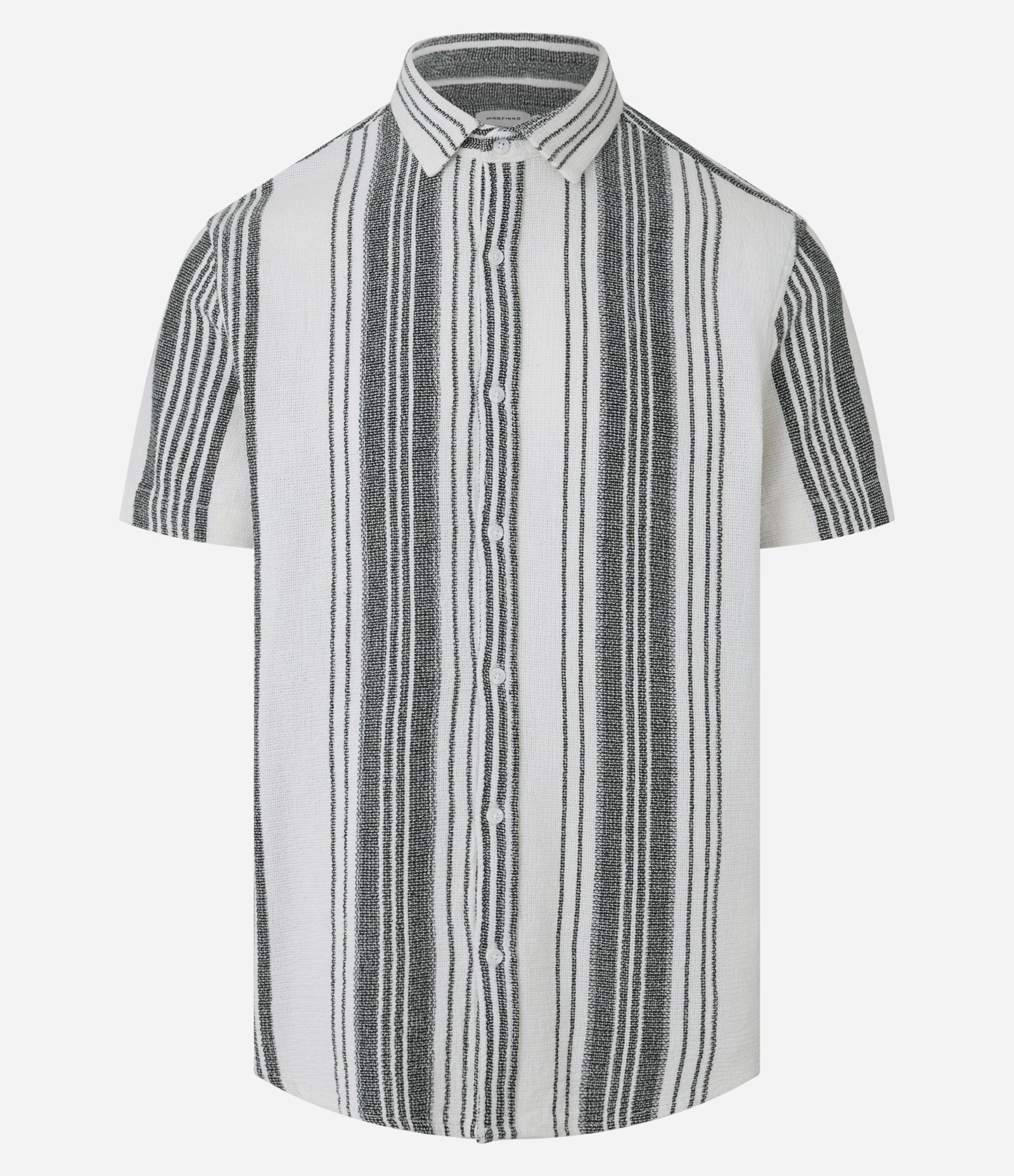 Camisa em Algodão com Textura e Listras Diversas Cinza 1