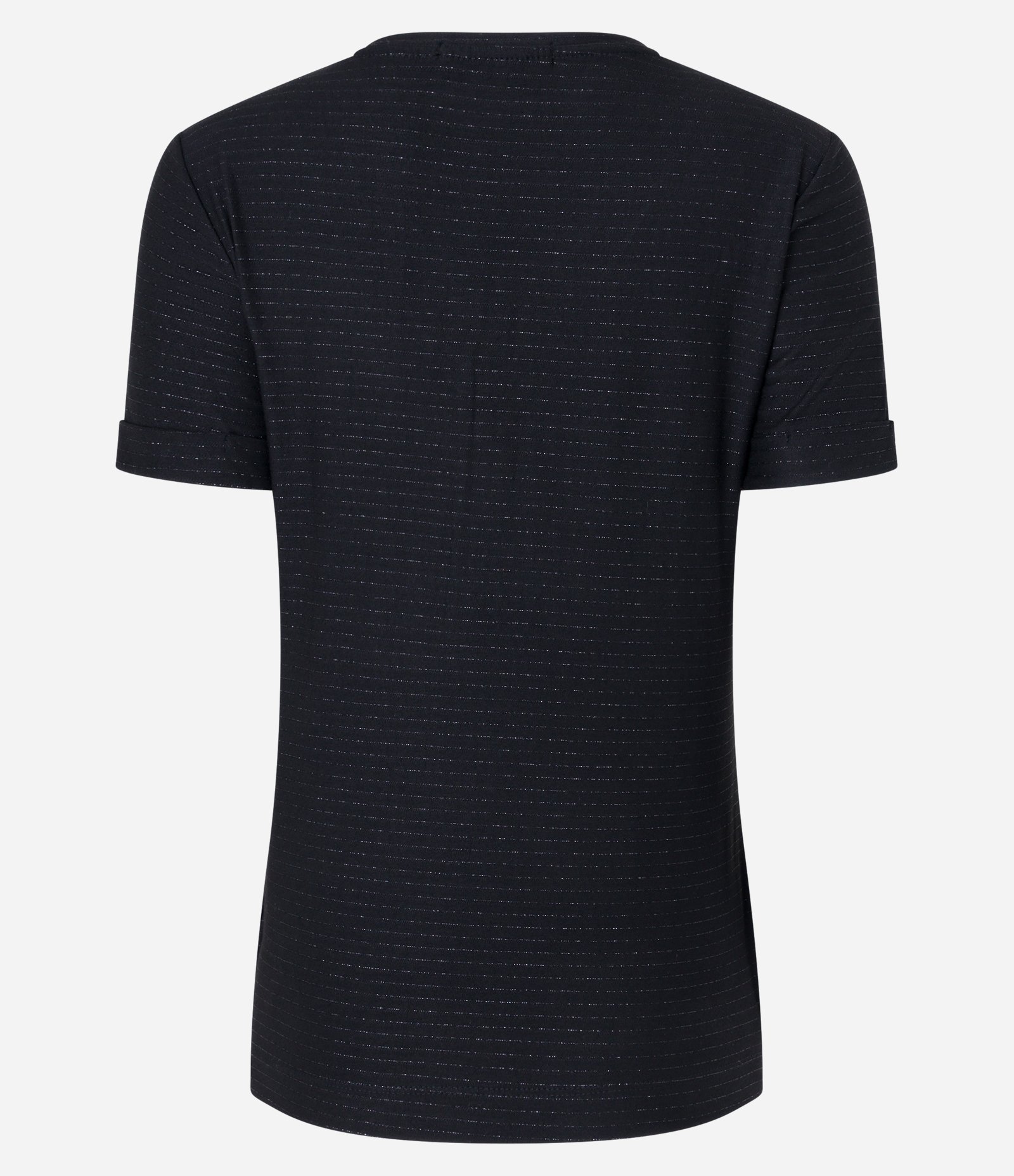 Blusa em Viscose com Listras Horizontais e Decote em V Preto 7