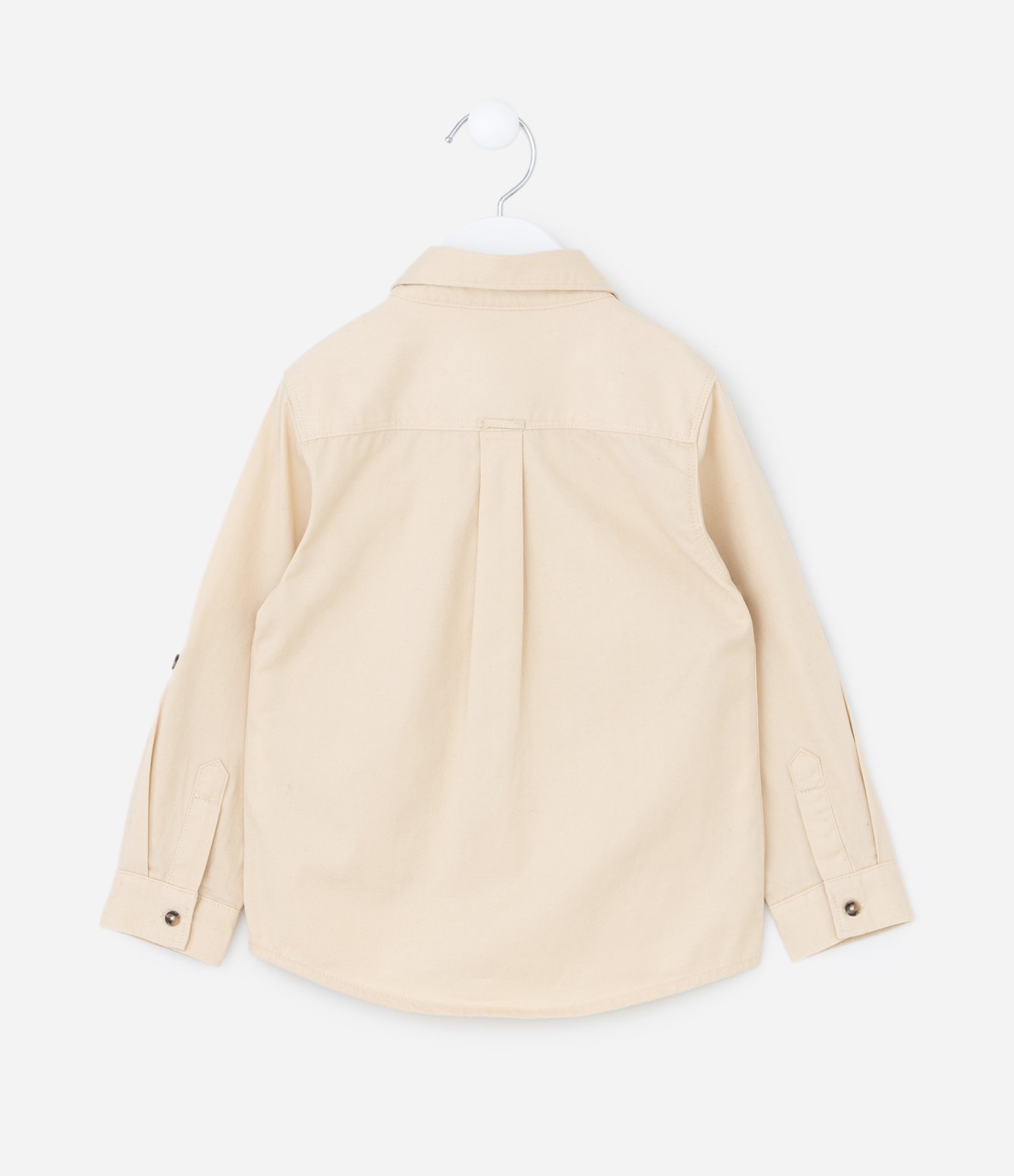 Camisa Infantil em Sarja com Patchs Raposa e Dino - Tam 1 a 6 Anos Bege 2