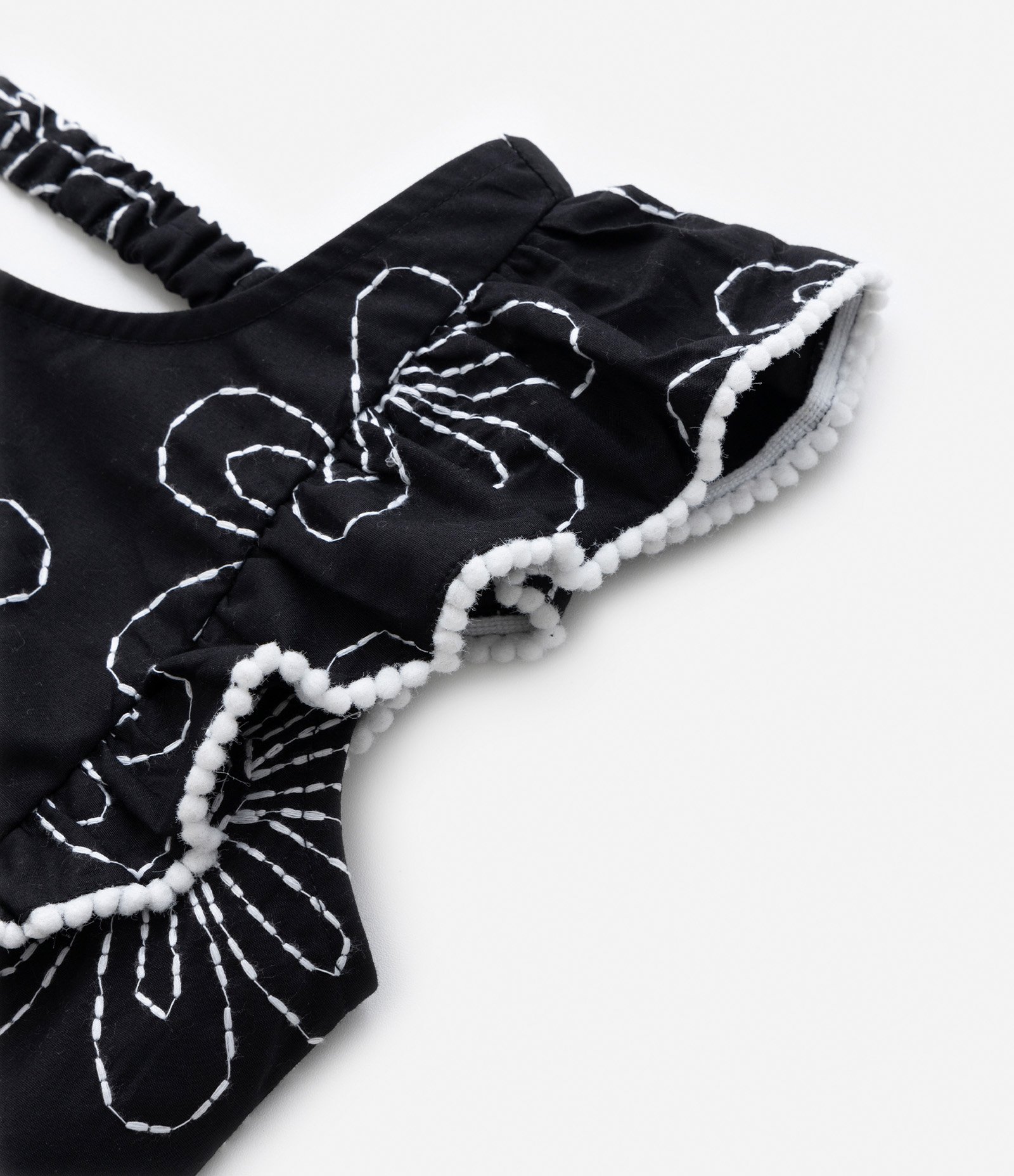 Blusa Cropped Infantil com Bordado de Margaridas - Tam 5 a 14 Anos Preto 4