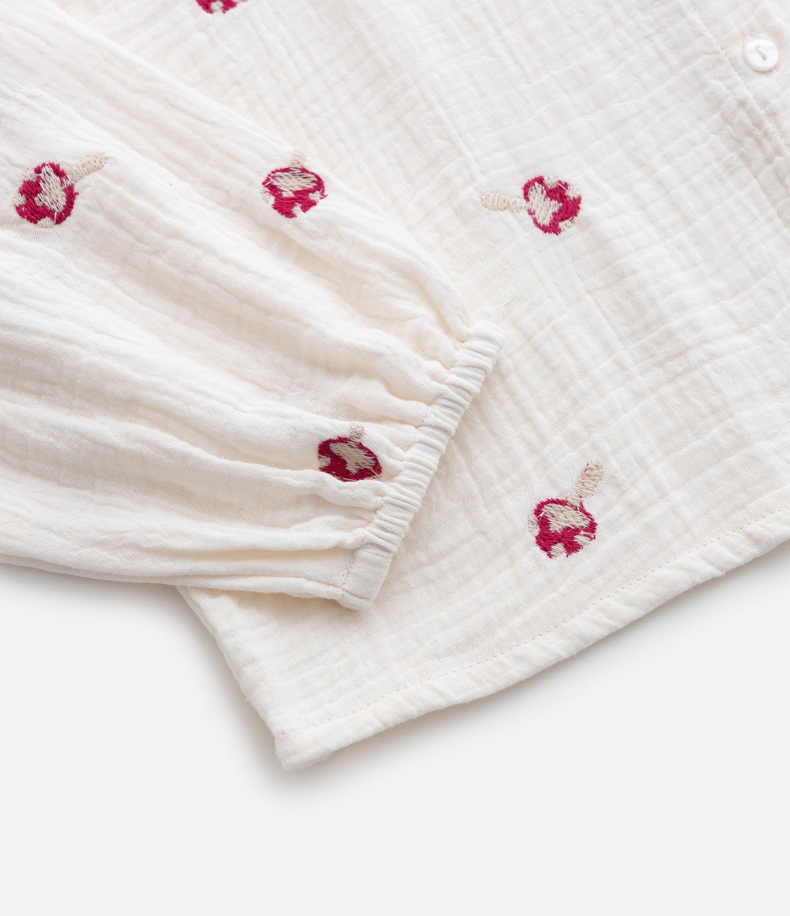 Camisa Curta Infantil com Gola em Crochê - Tam 5 a 14 Anos Off White 4