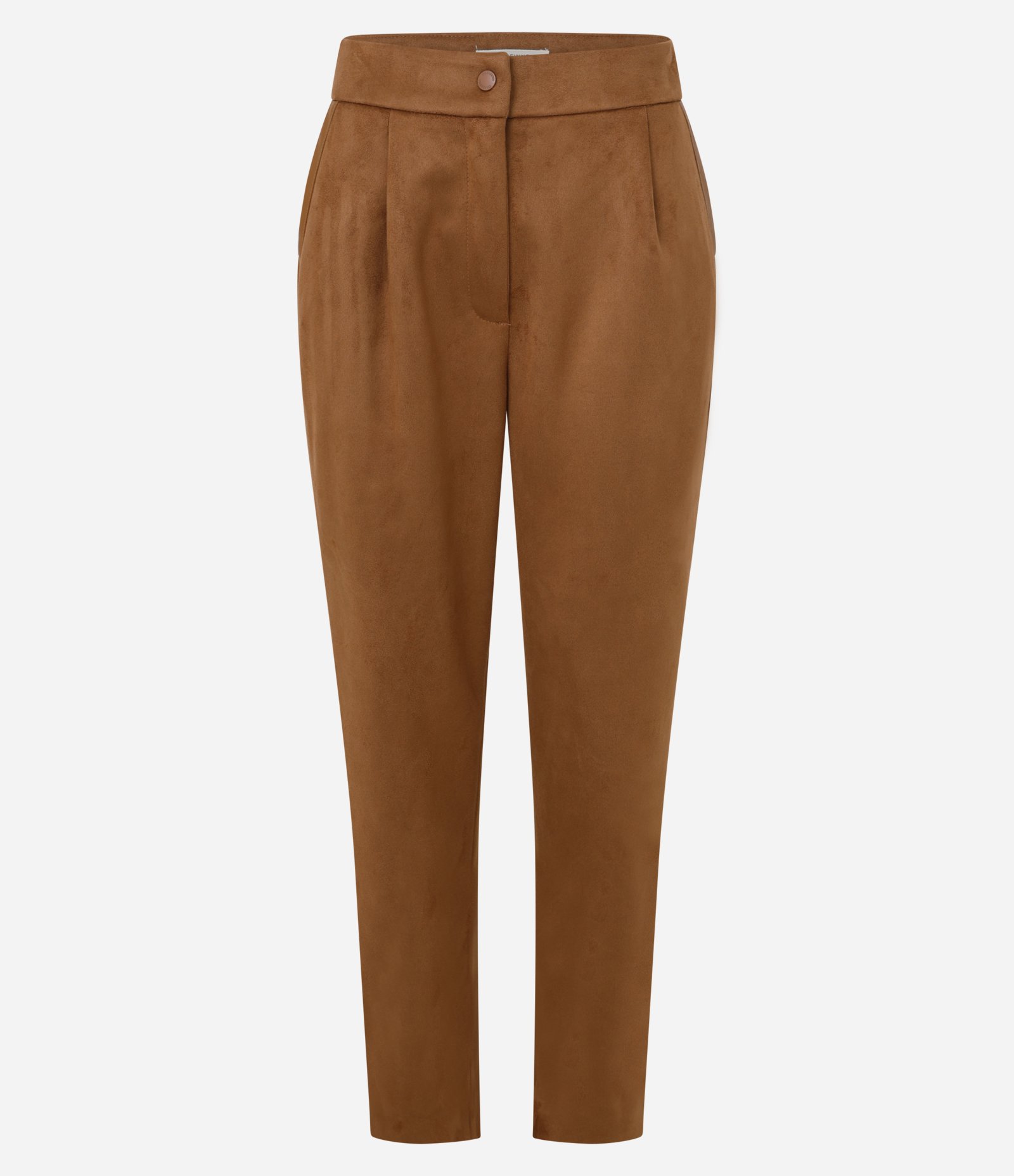Calça em Suede com Cós Elástico e Bolsos Marrom 1