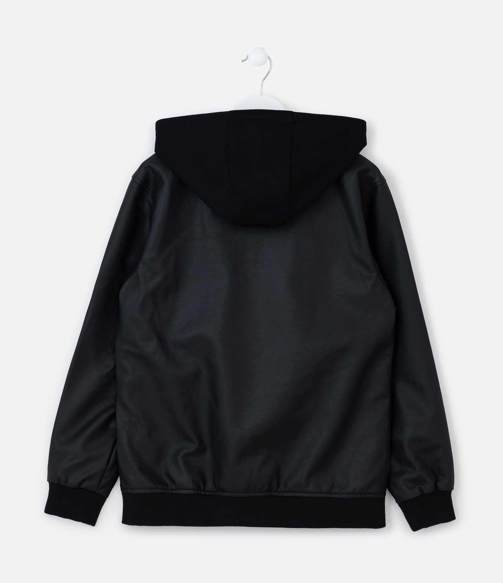 Jaqueta Infantil em PU com Capuz - Tam 5 a 14 Anos Preto 2