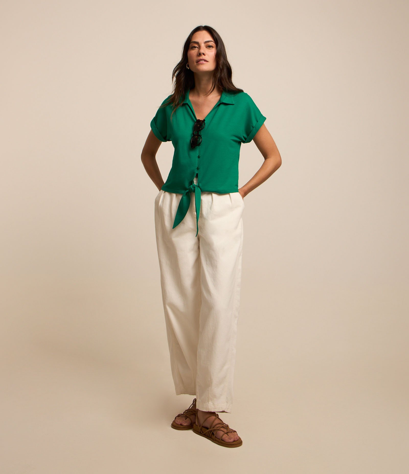 Camisa em Piquet com Amarração Laço na Barra 2