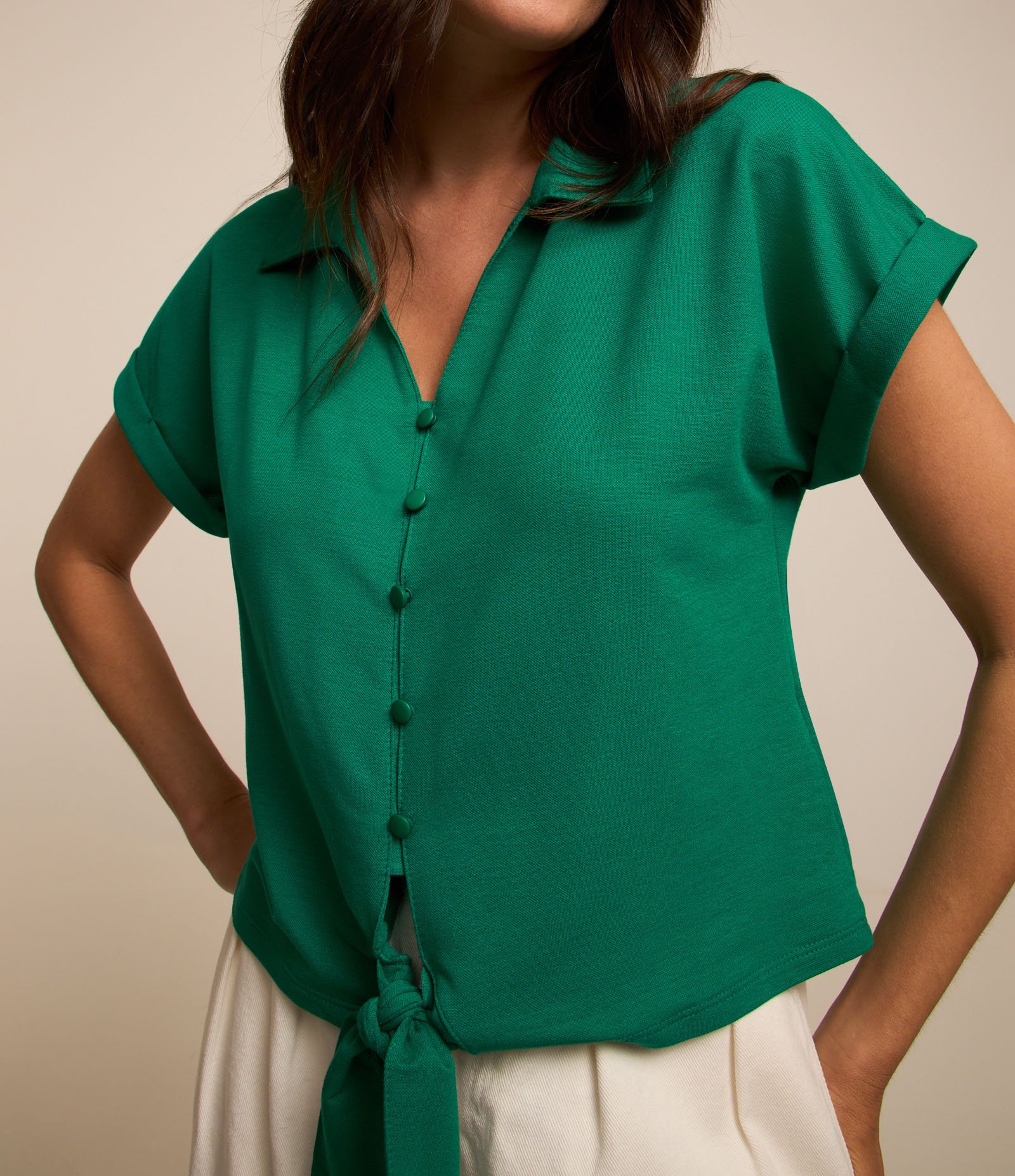 Camisa em Piquet com Amarração Laço na Barra 4