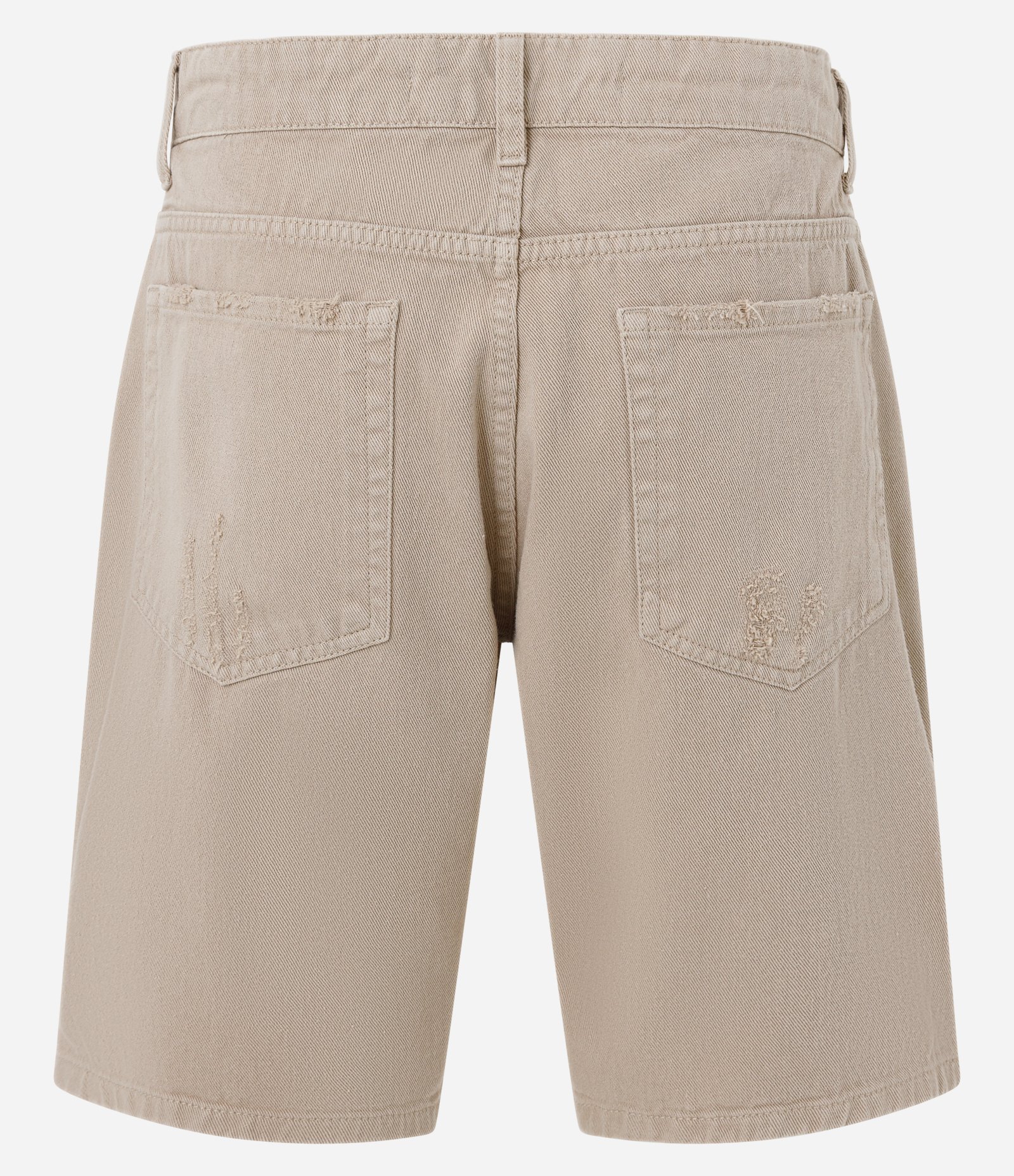 Bermuda Slim Destroyed com Puídos e Bolso Bege 2