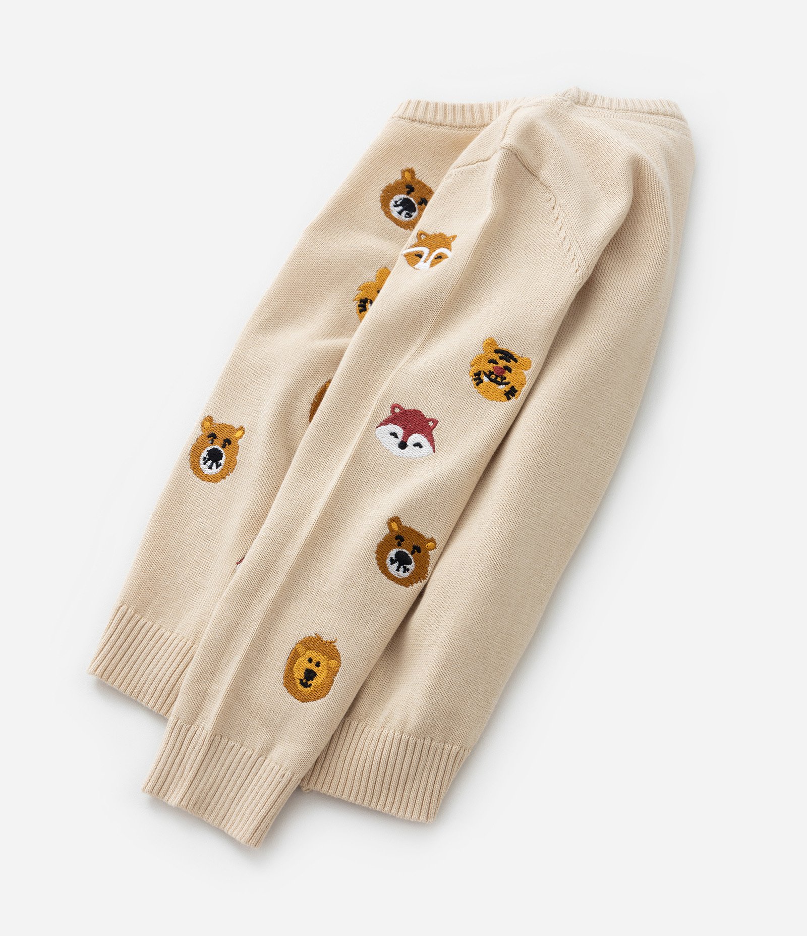 Suéter Infantil em Tricô com Bordado Bichinhos - Tam 1 a 5 Anos Bege 4