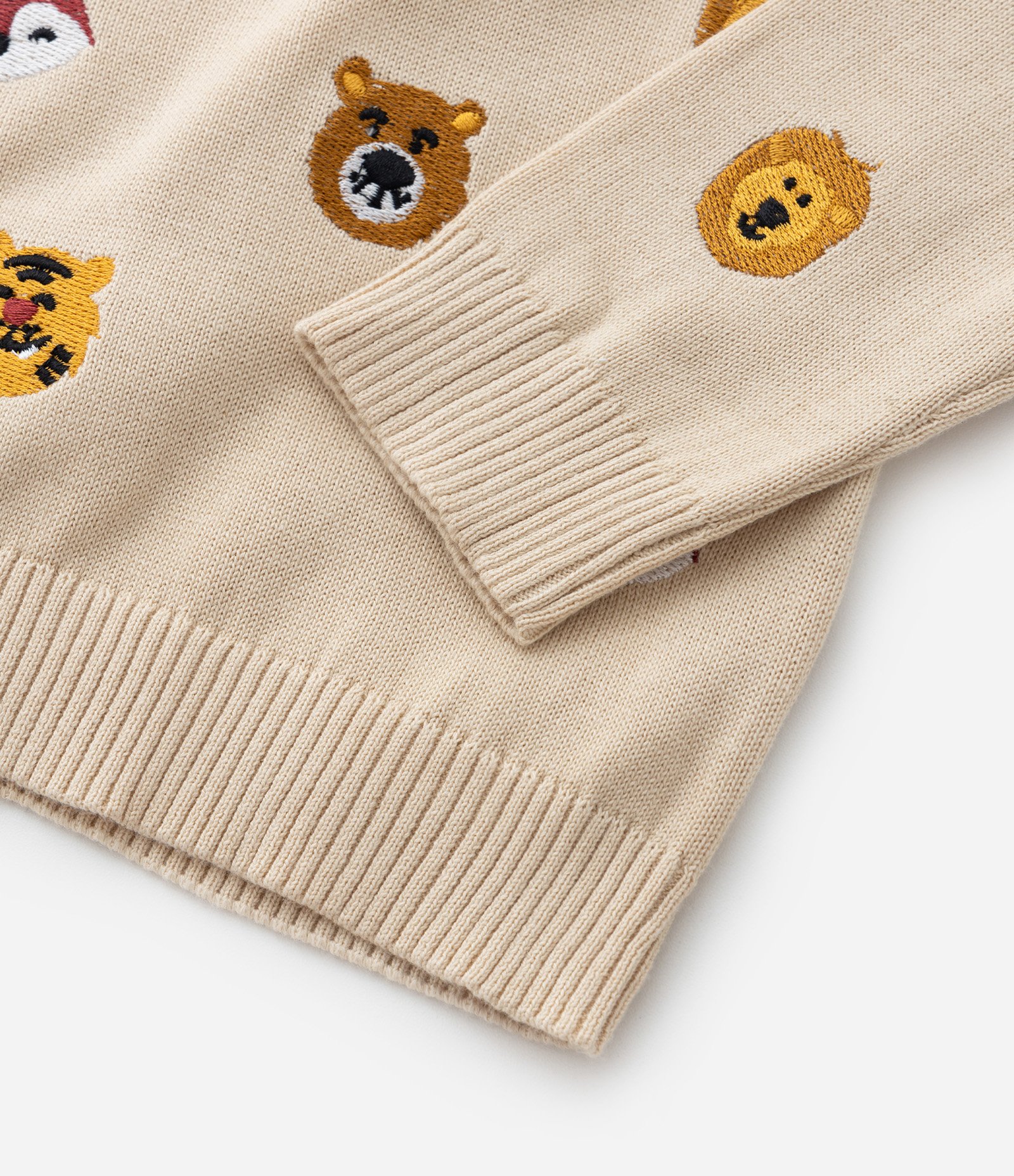 Suéter Infantil em Tricô com Bordado Bichinhos - Tam 1 a 5 Anos Bege 7