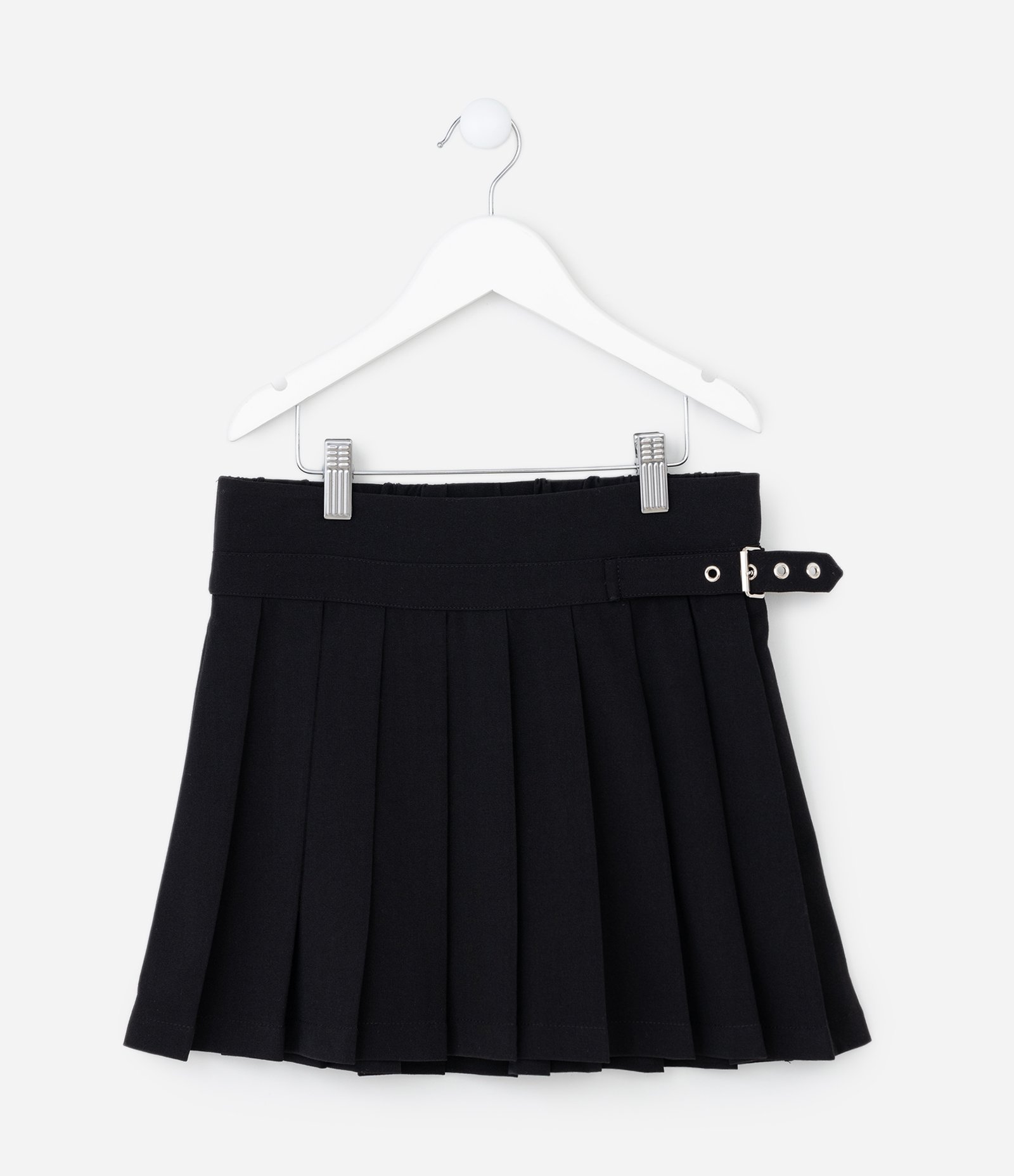 Saia Infantil Plissada com Cinto - Tam 5 a 14 Anos Preto 1