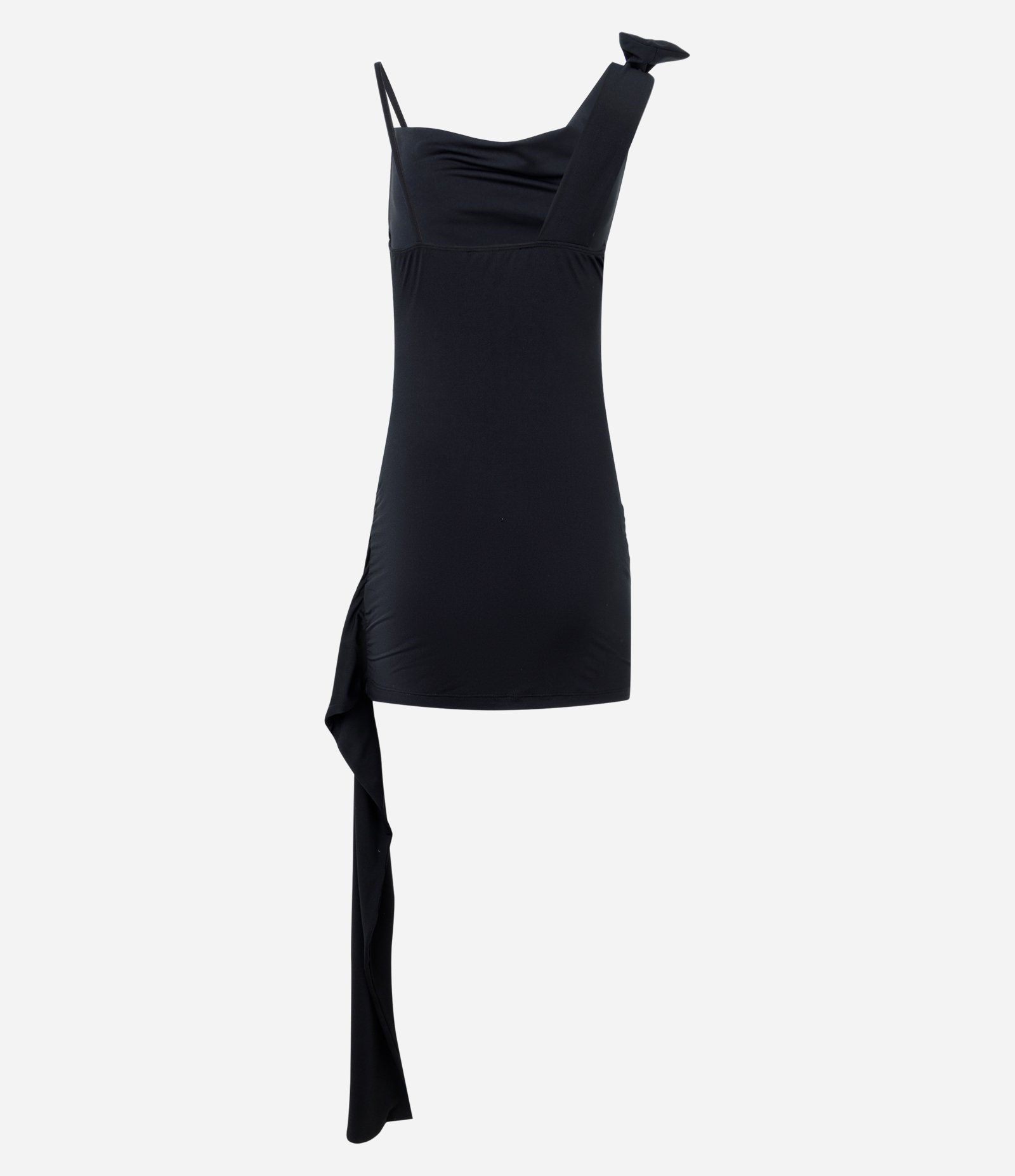 Vestido Curto em Jersey com Alças Assimétricas Preto 6