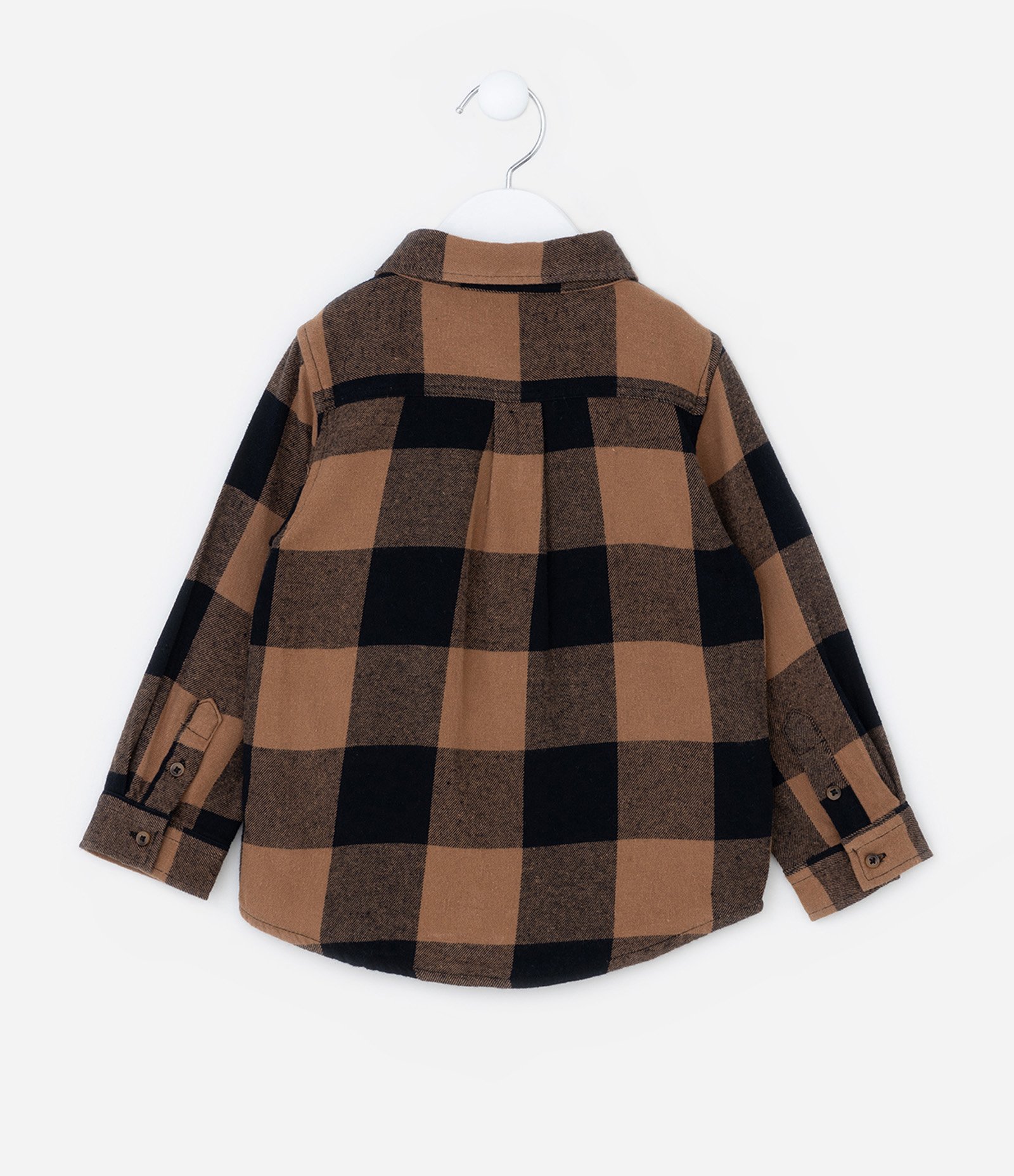 Camisa Infantil em Flanela com Estampa Xadrez - Tam 1 a 5 Anos Preto/Marrom 2