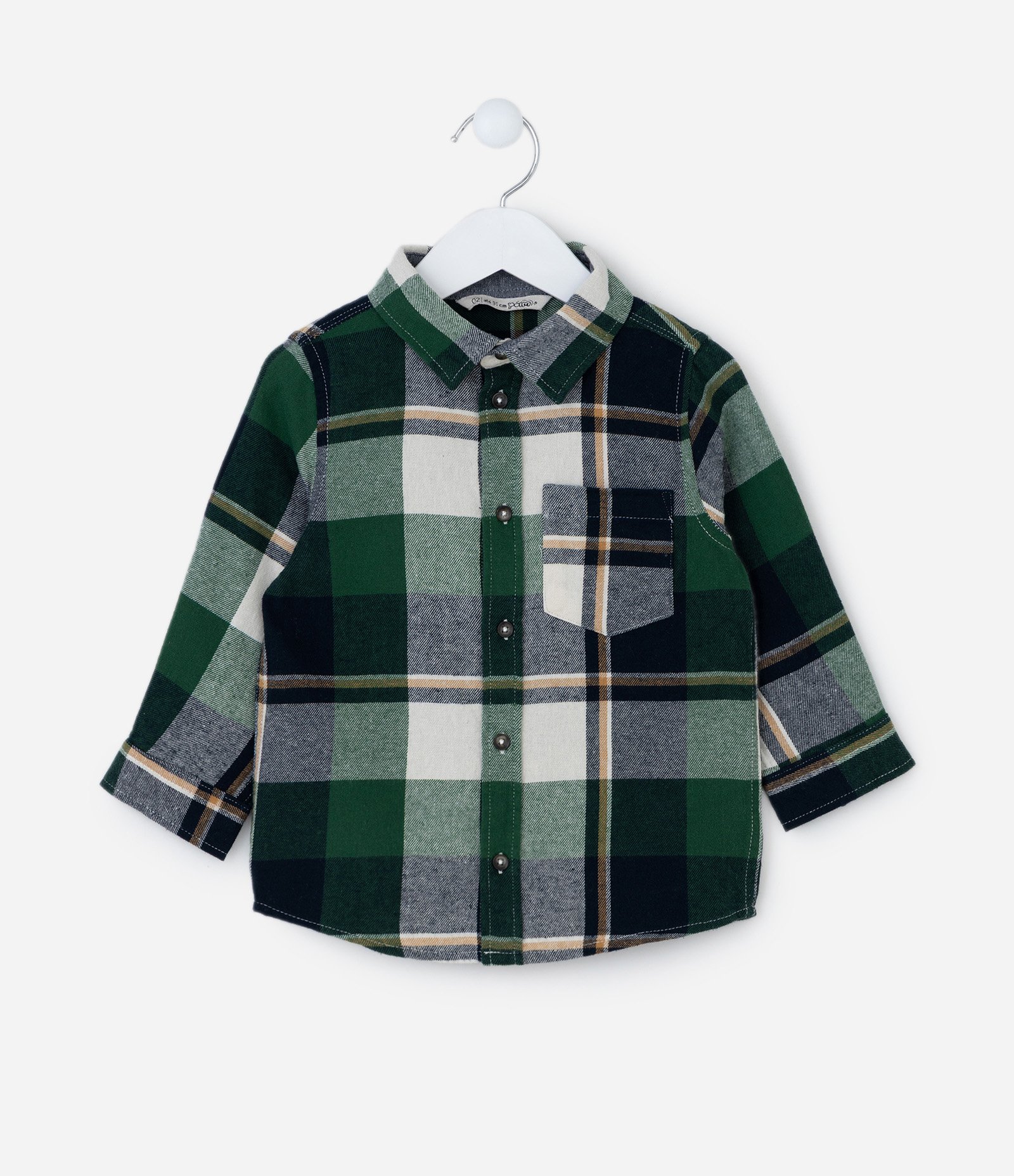 Camisa Infantil em Flanela com Estampa Xadrez - Tam 1 a 6 Anos Verde 1