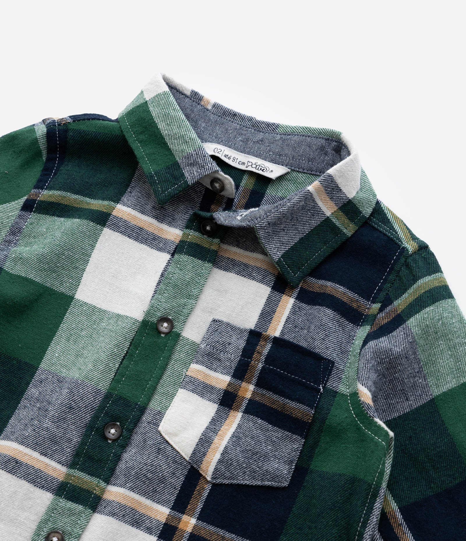 Camisa Infantil em Flanela com Estampa Xadrez - Tam 1 a 6 Anos Verde 5