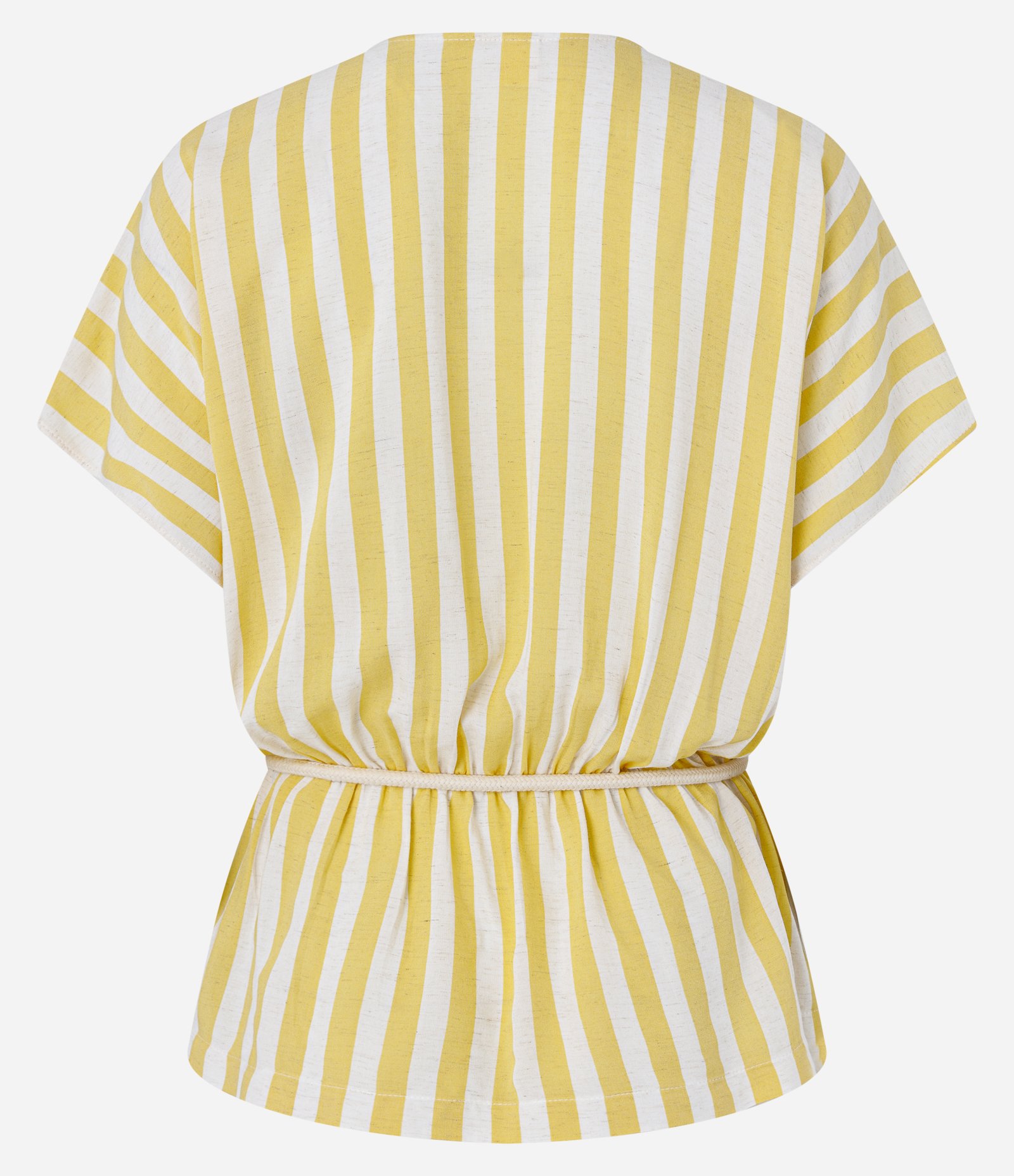 Blusa em Viscolinho Listrada com Cinto Corda Amarelo 6