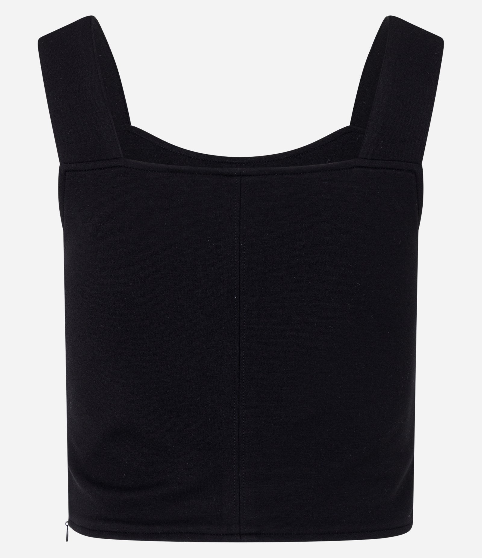 Blusa Alça Larga Cropped em Viscose com Ponto Roma Preto 9