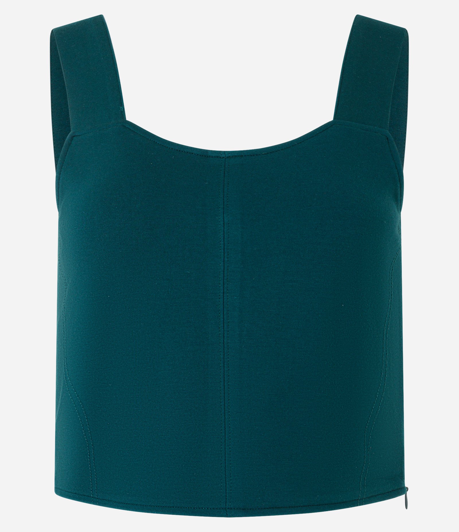 Blusa Alça Larga Cropped em Viscose com Ponto Roma Verde 6