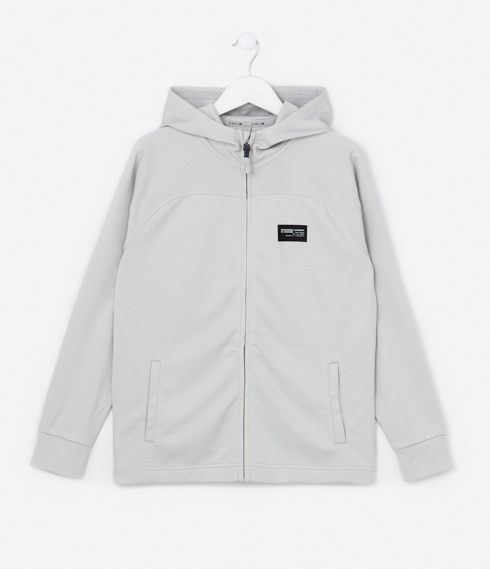 Jaqueta Infantil Texturizada com Bolsos e Recortes - Tam 5 a 14 Anos Cinza 1