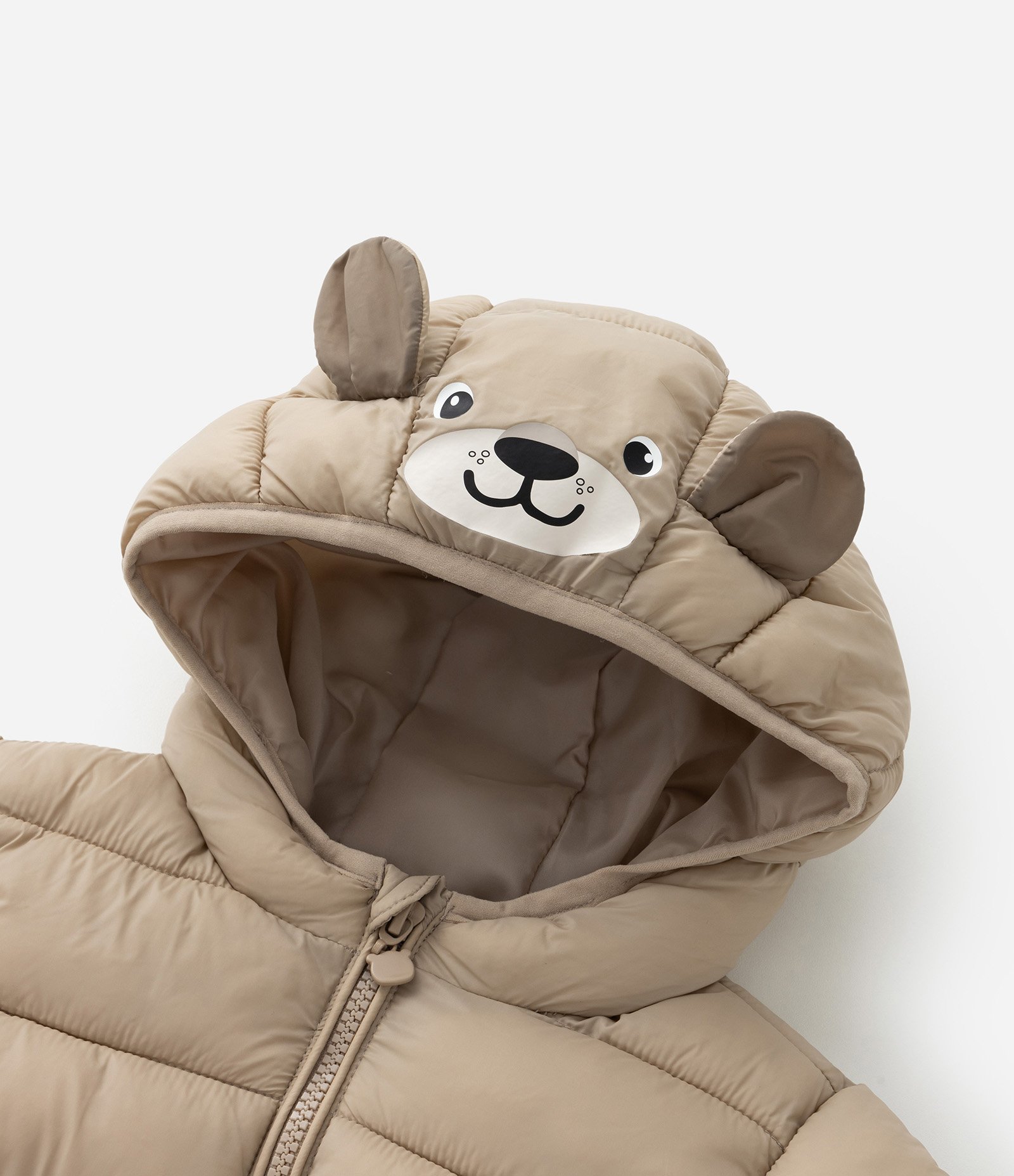 Jaqueta Infantil com Capuz Interativo de Ursinho - Tam 1 a 5 Anos Bege 3