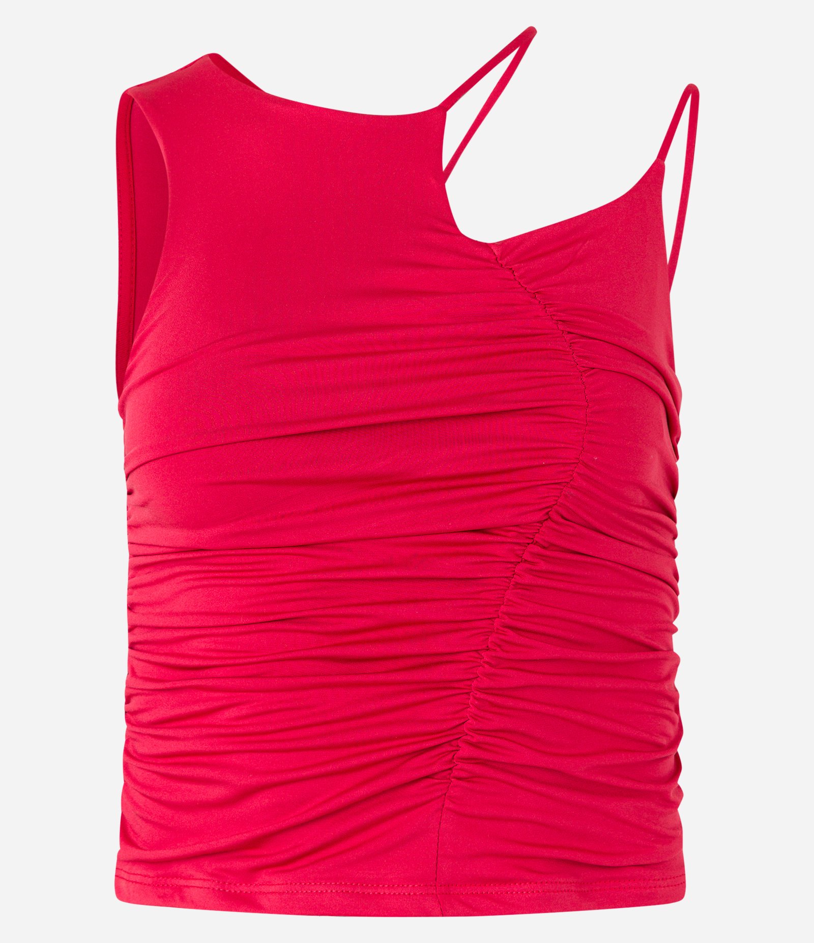 Blusa com Alça Assimétrica e Recorte Franzido Vermelho 5