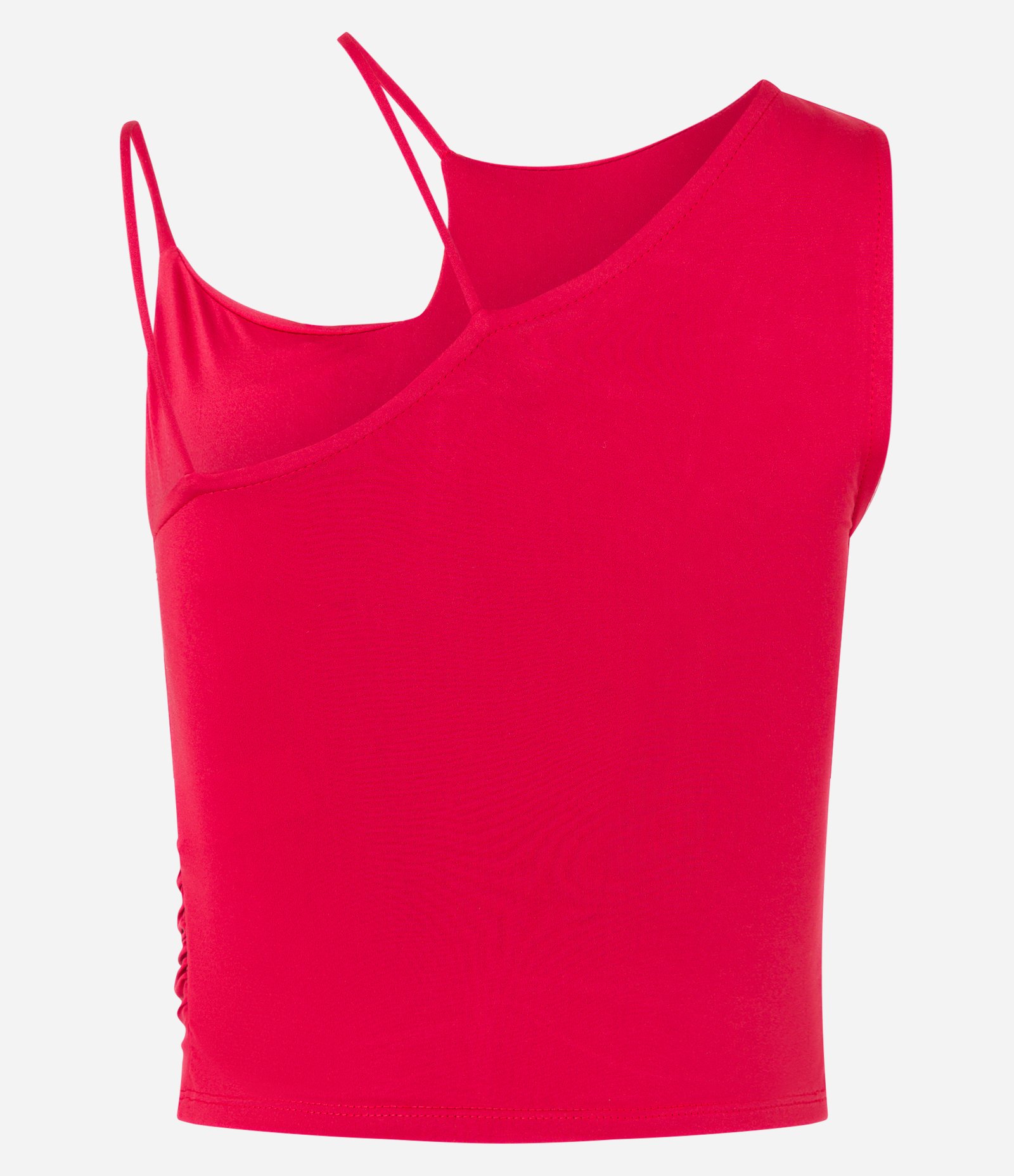 Blusa com Alça Assimétrica e Recorte Franzido Vermelho 6