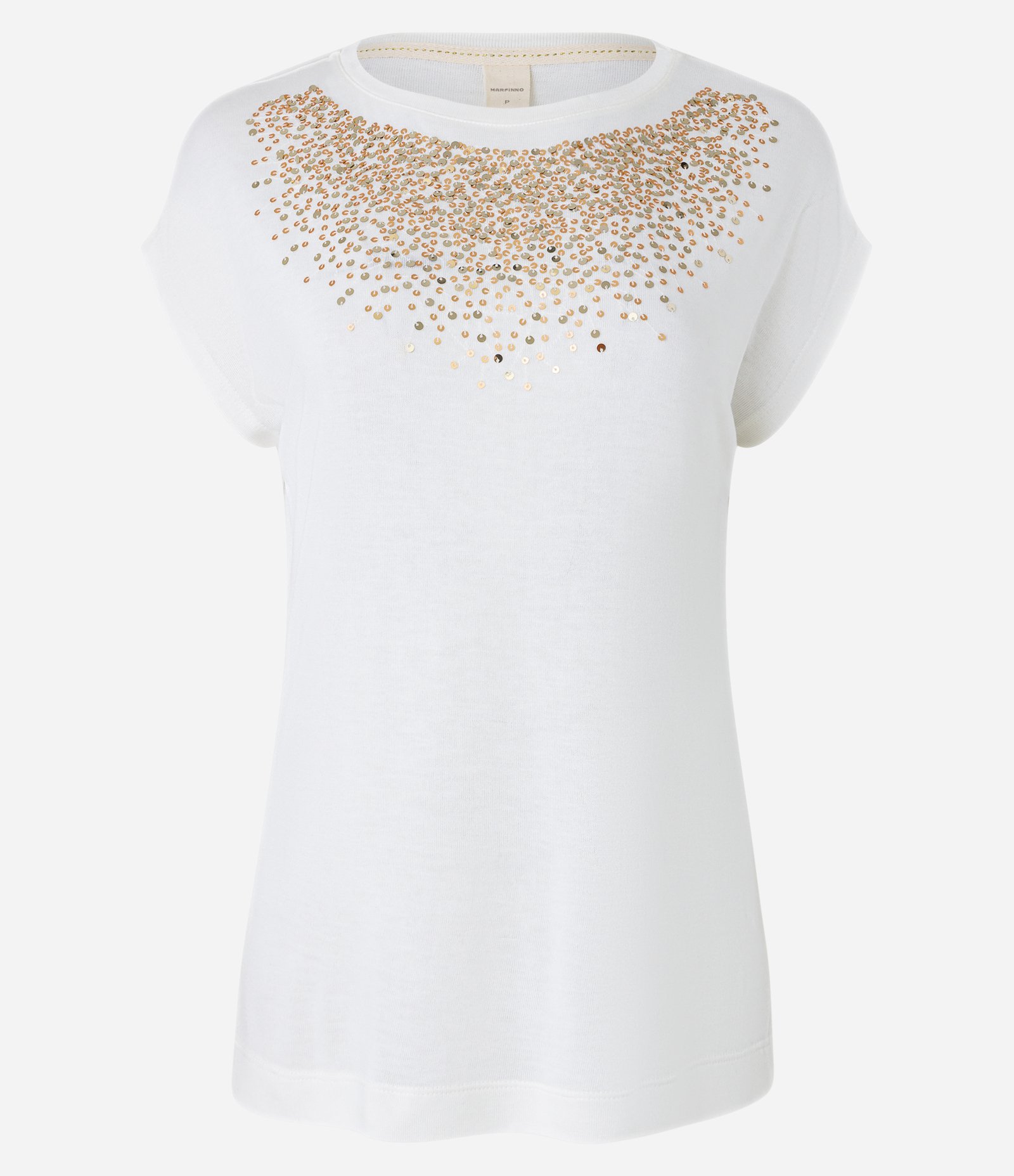 Blusa T-shirt em Viscose com Aplicação de Paetê Branco 4
