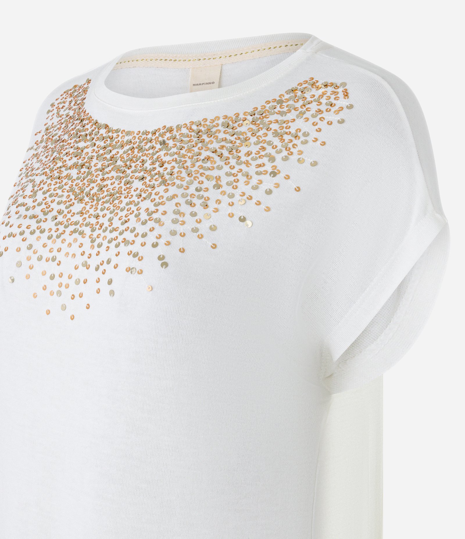 Blusa T-shirt em Viscose com Aplicação de Paetê Branco 5